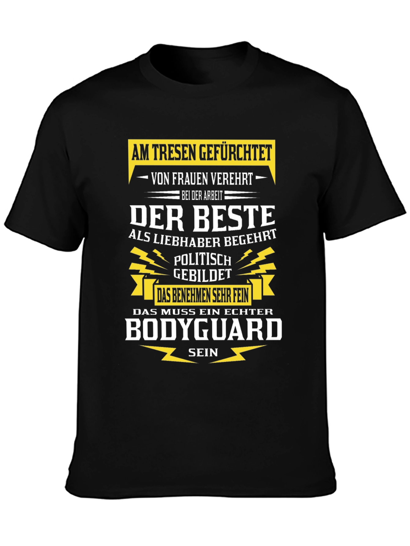Black Humorous Bodyguard T-Shirt view 3