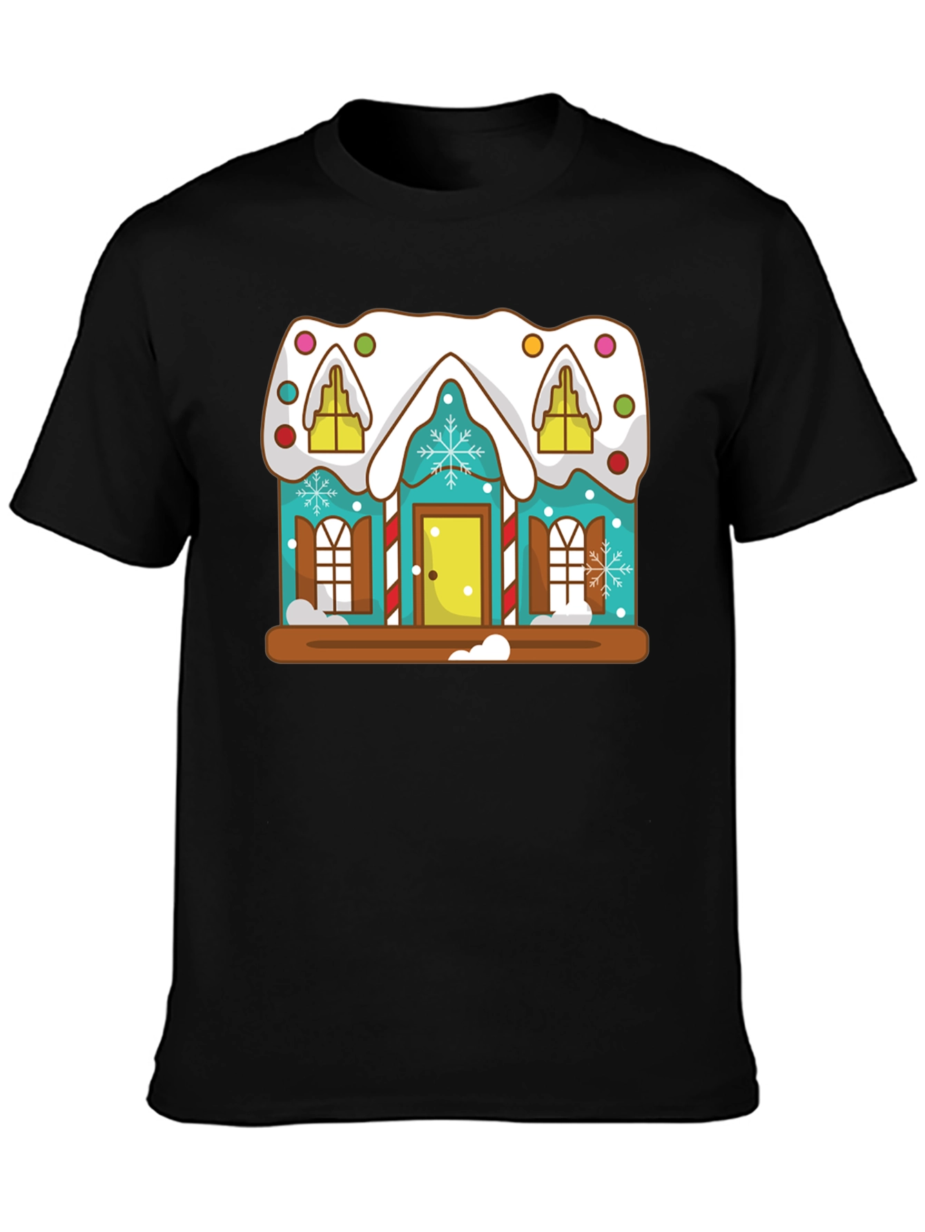 Black Gingerbread House Graphic Tee view 3