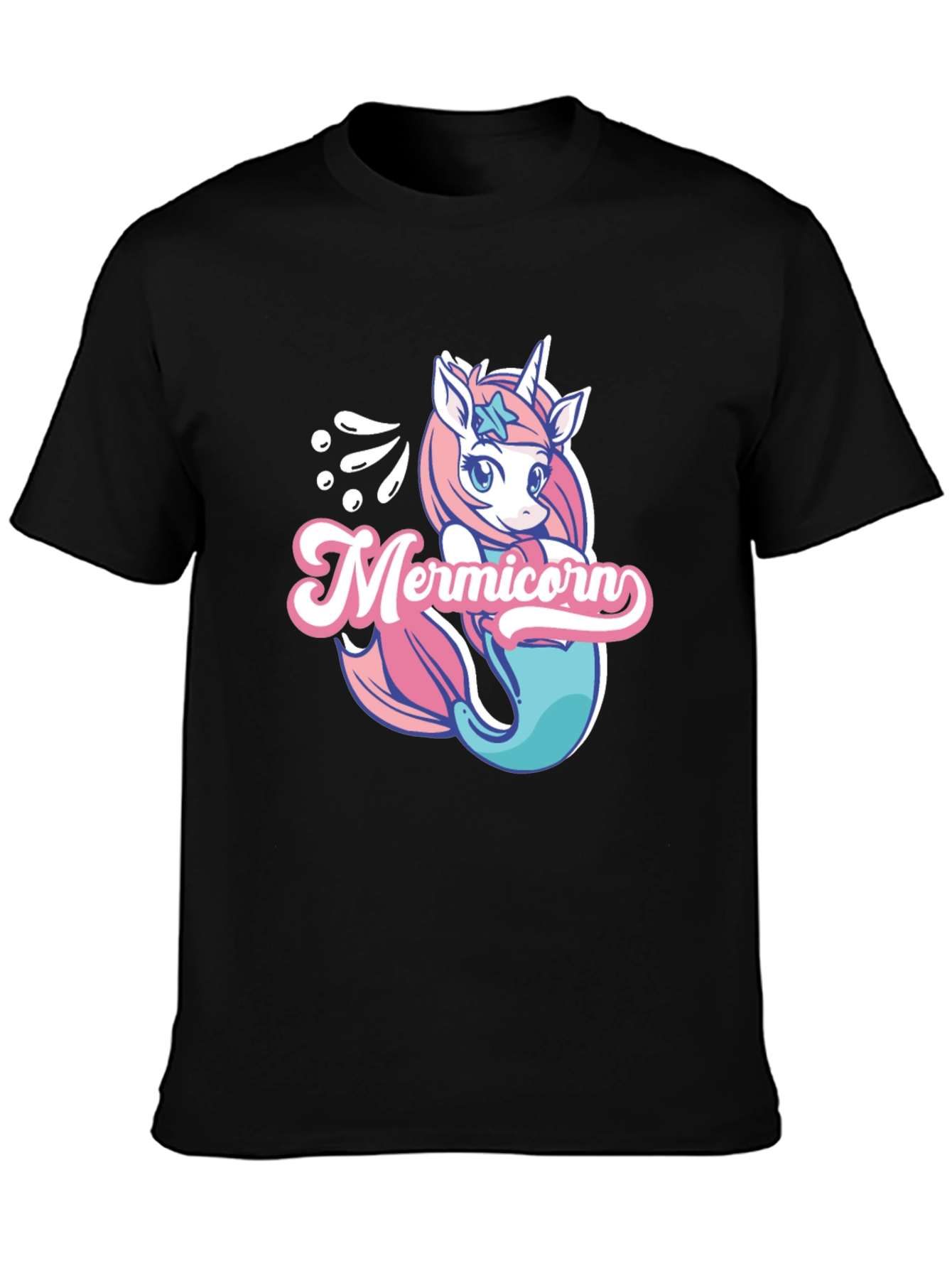 Black Mermicorn Black T-Shirt view 3