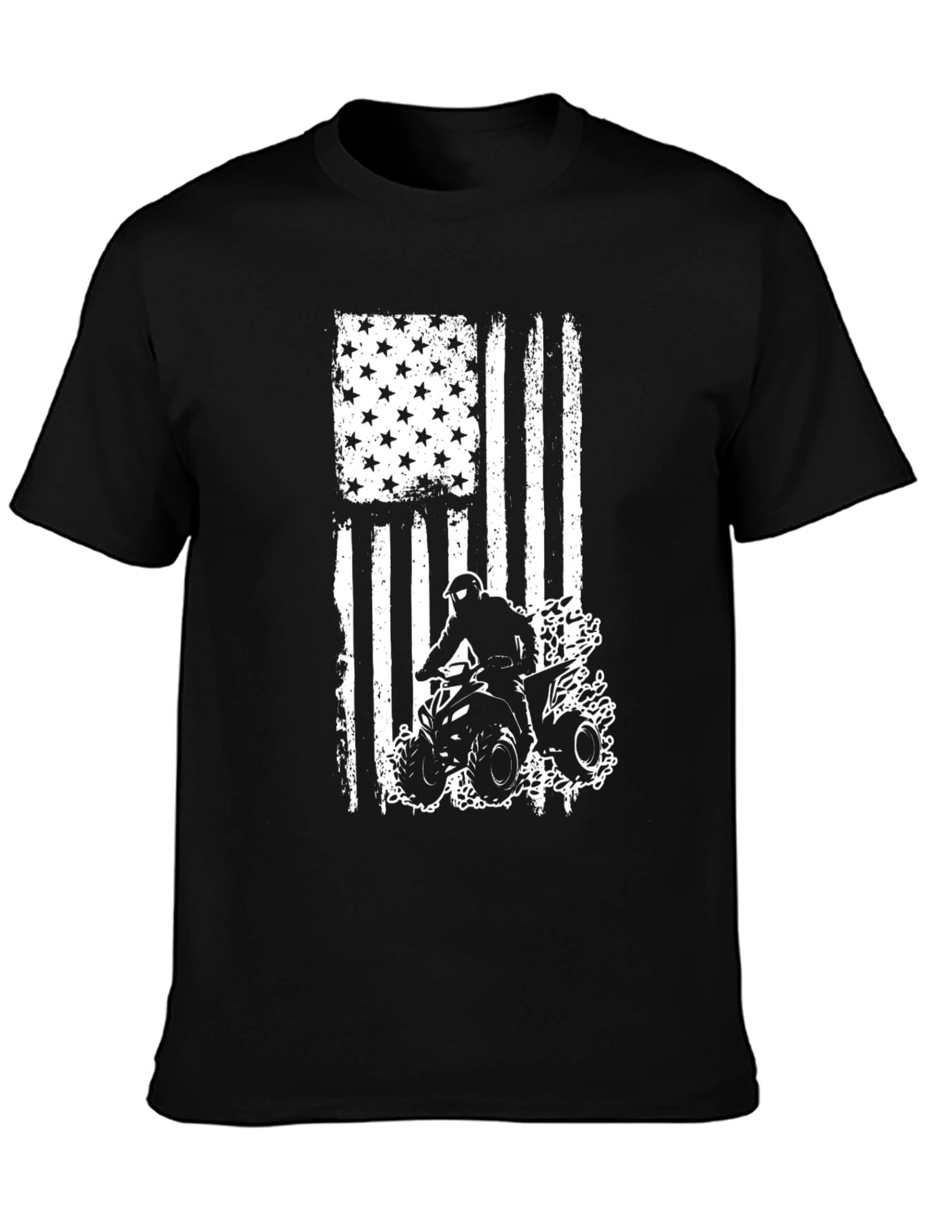 Black American Flag ATV Rider Graphic Tee view 3