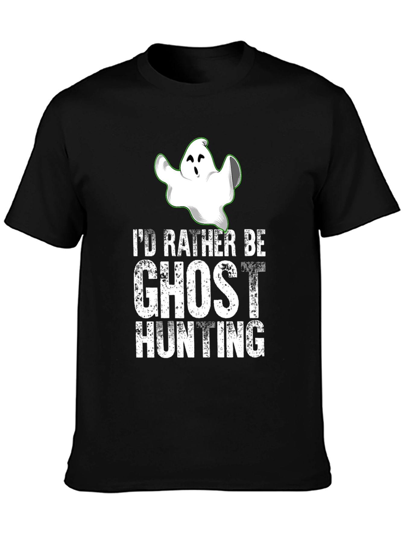 Black Ghost Hunting Graphic Tee - Spooky Season Shirt view 3