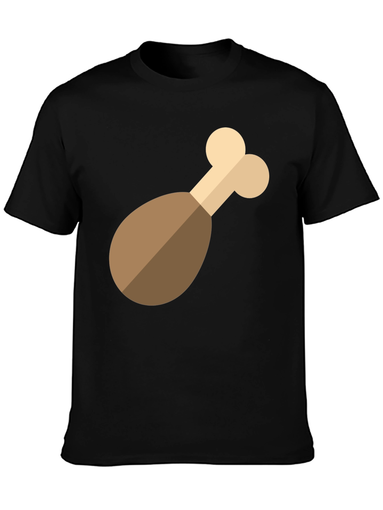 Black Novelty Chicken Leg Graphic Tee - Black Cotton T-Shirt view 3