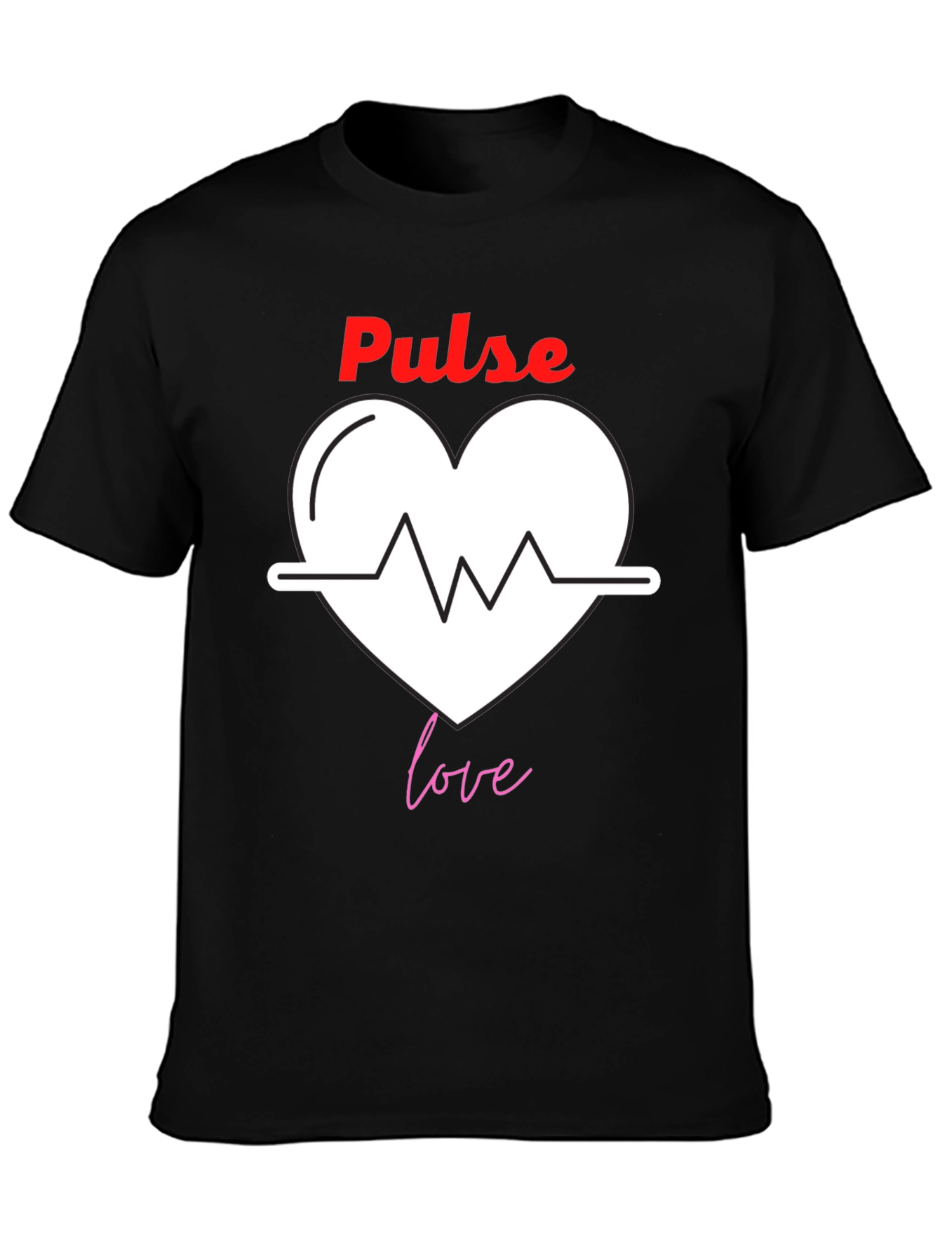 Black Pulse Love Graphic Tee | Trendy Heartbeat T-Shirt view 3