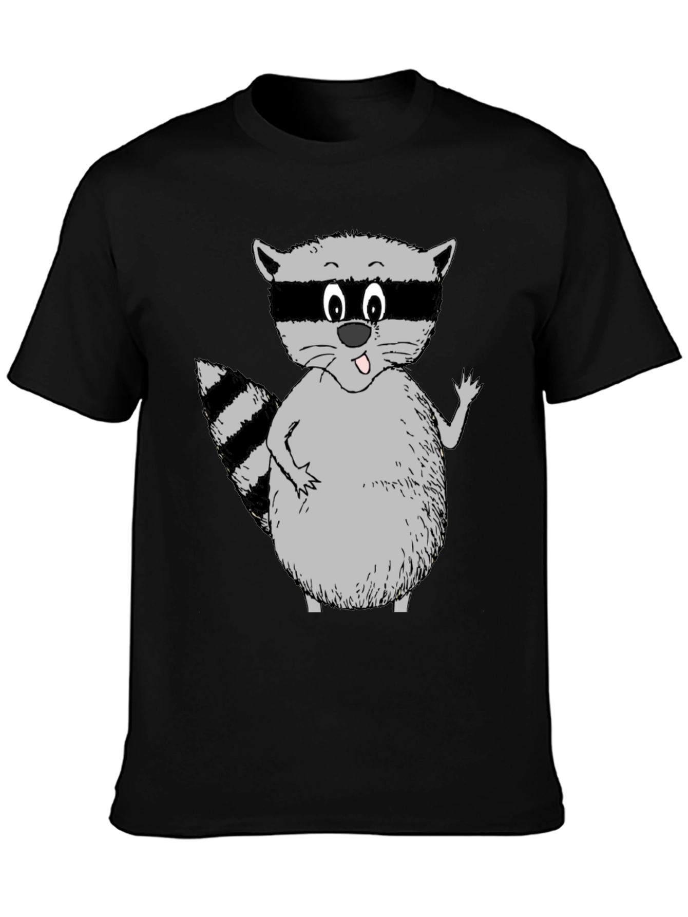 Black Funny Raccoon Graphic Tee - Black T-Shirt view 3