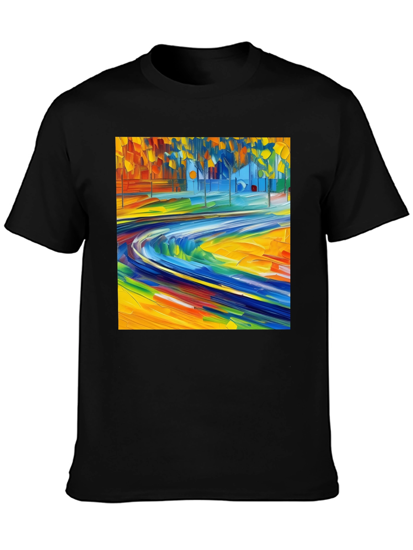 Black Abstract Art Print Black T-Shirt - Vibrant Casual Style view 3