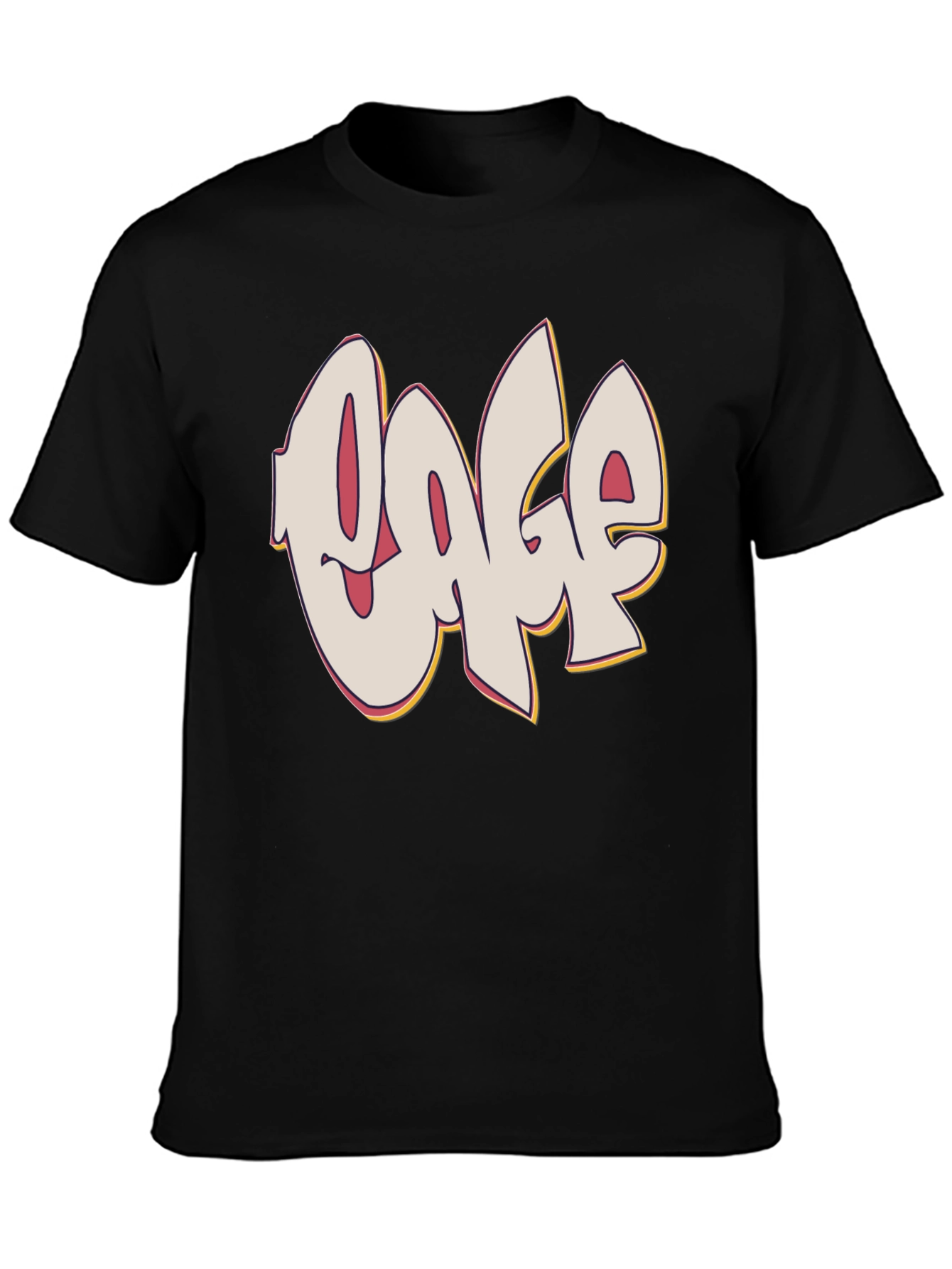 Black Graffiti Style Text Graphic Black T-Shirt view 3