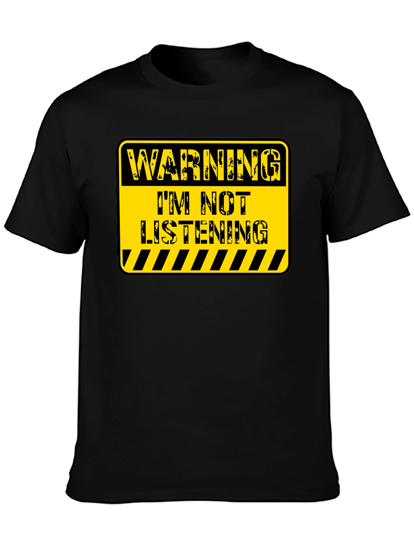 Black Warning: I'm Not Listening! Novelty T-Shirt view 3