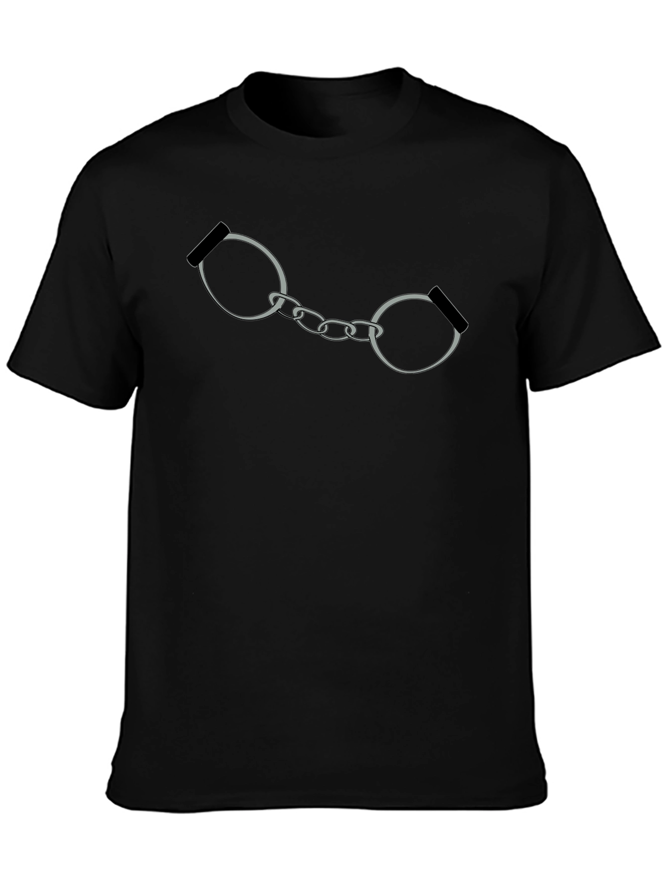Black Handcuffs Graphic Print T-Shirt - Black view 3