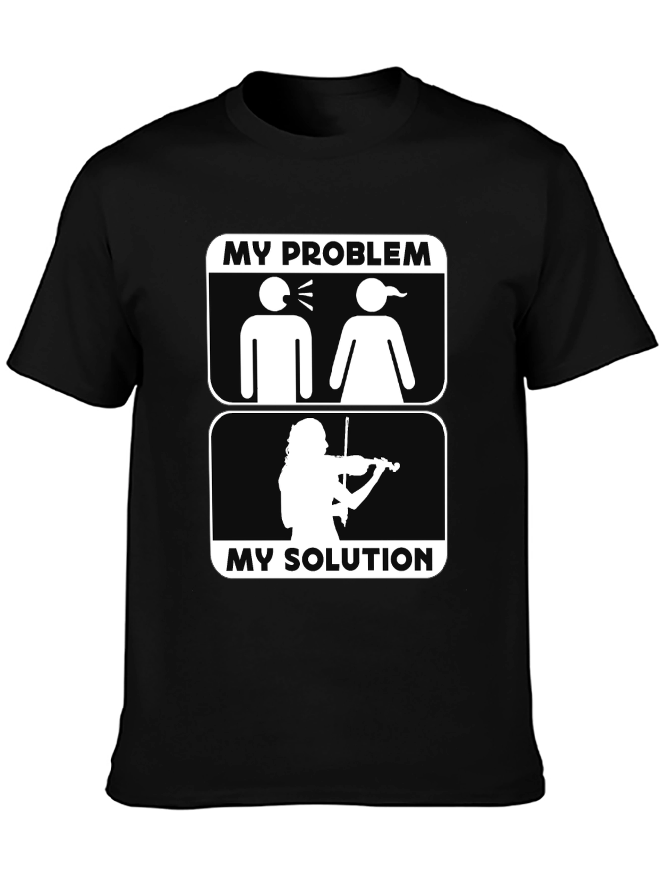 Black My Problem, My Solution T-Shirt, Violin Lover view 3