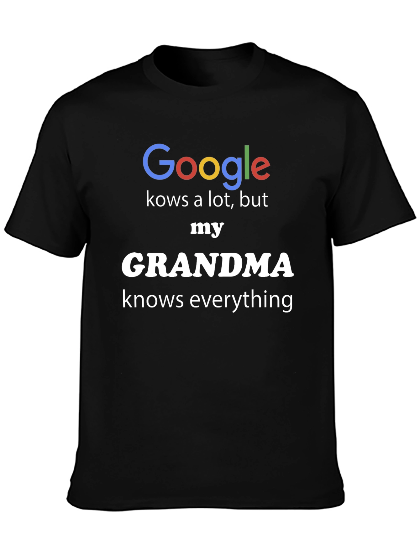 Black Google vs Grandma T-Shirt - Knows Everything view 3