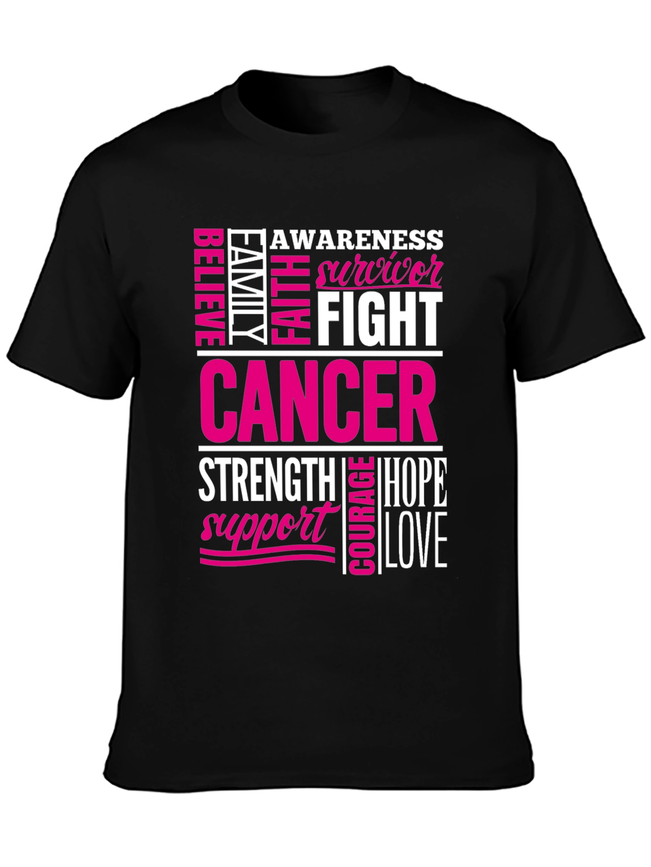 Black Cancer Awareness T-Shirt view 3
