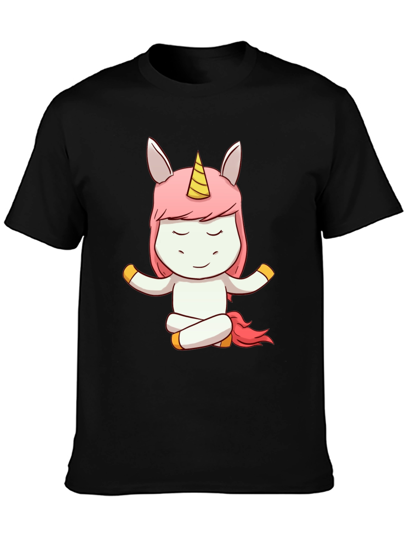 Black Meditating Unicorn Graphic Tee - Men's Black T-Shirt view 3