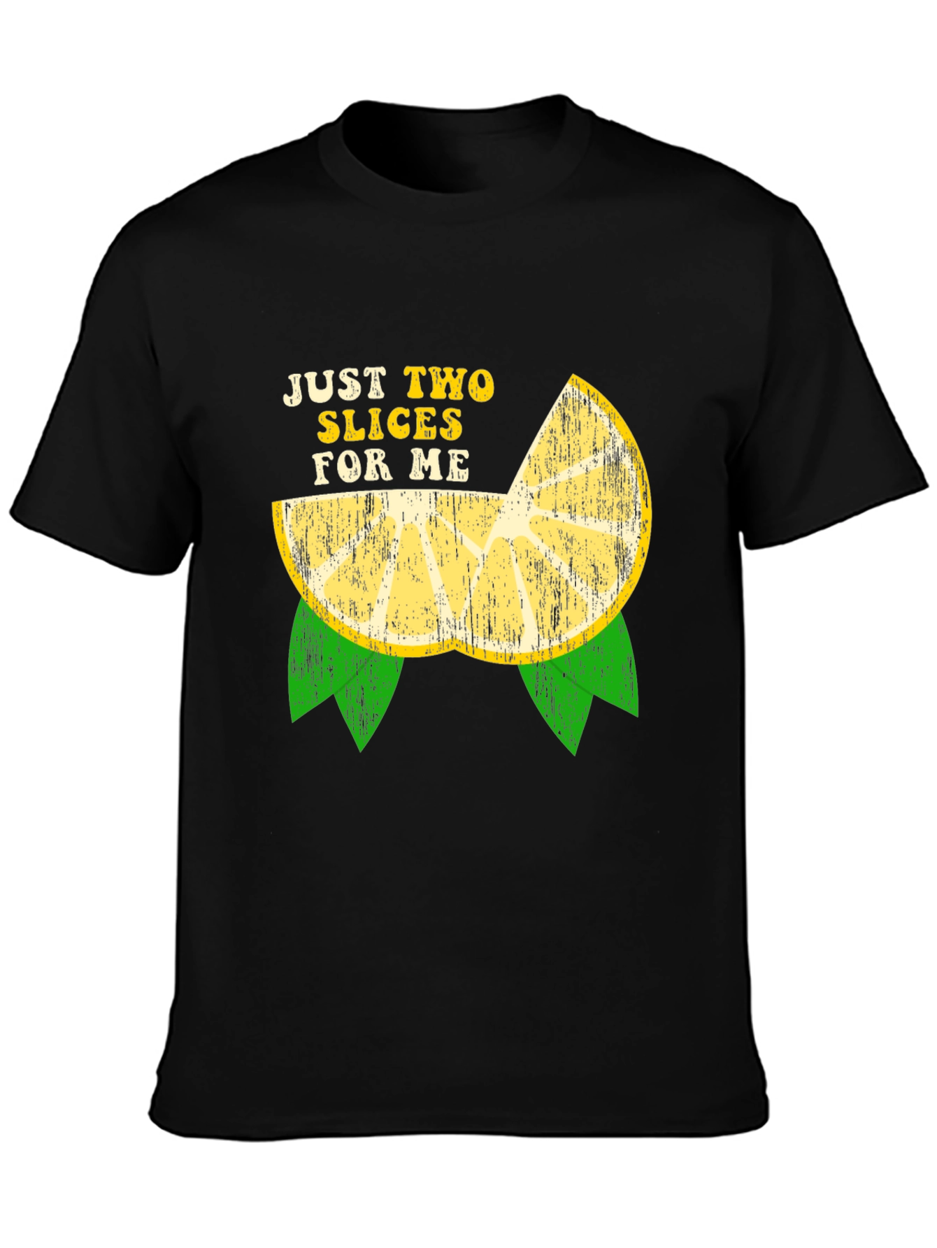 Black Just Two Slices For Me Funny Lemon Graphic T-Shirt view 3