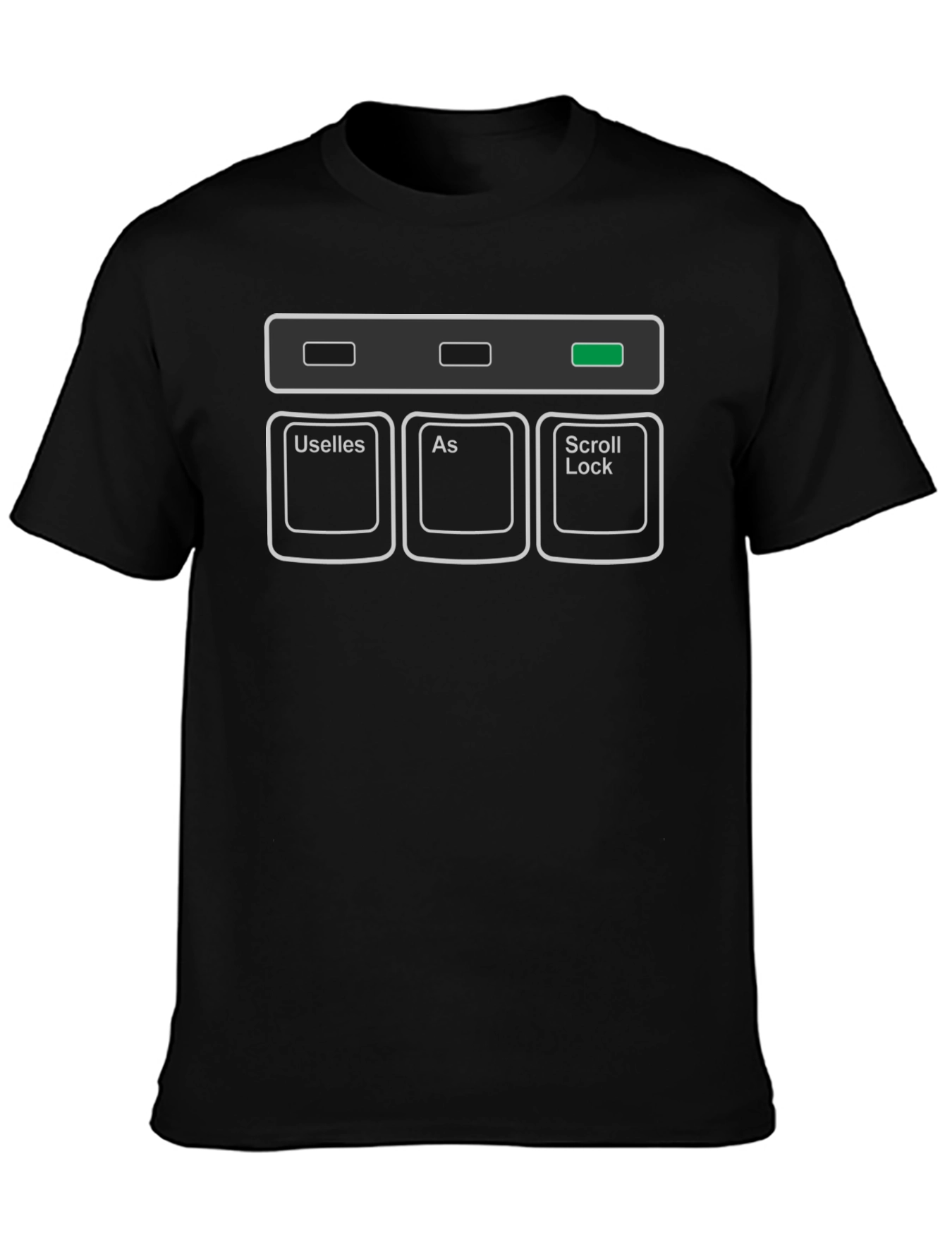 Black Scroll Lock Keyboard T-Shirt view 3