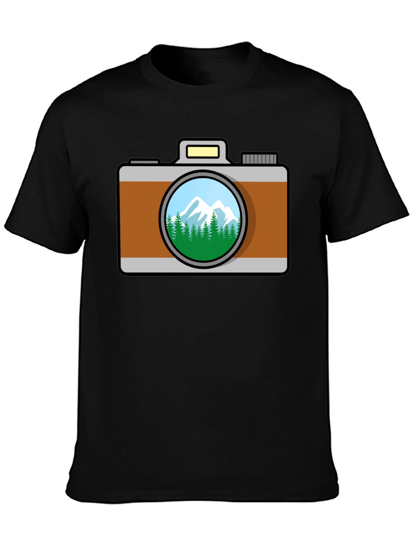 Black Camera Nature Scene T-Shirt - Black view 3