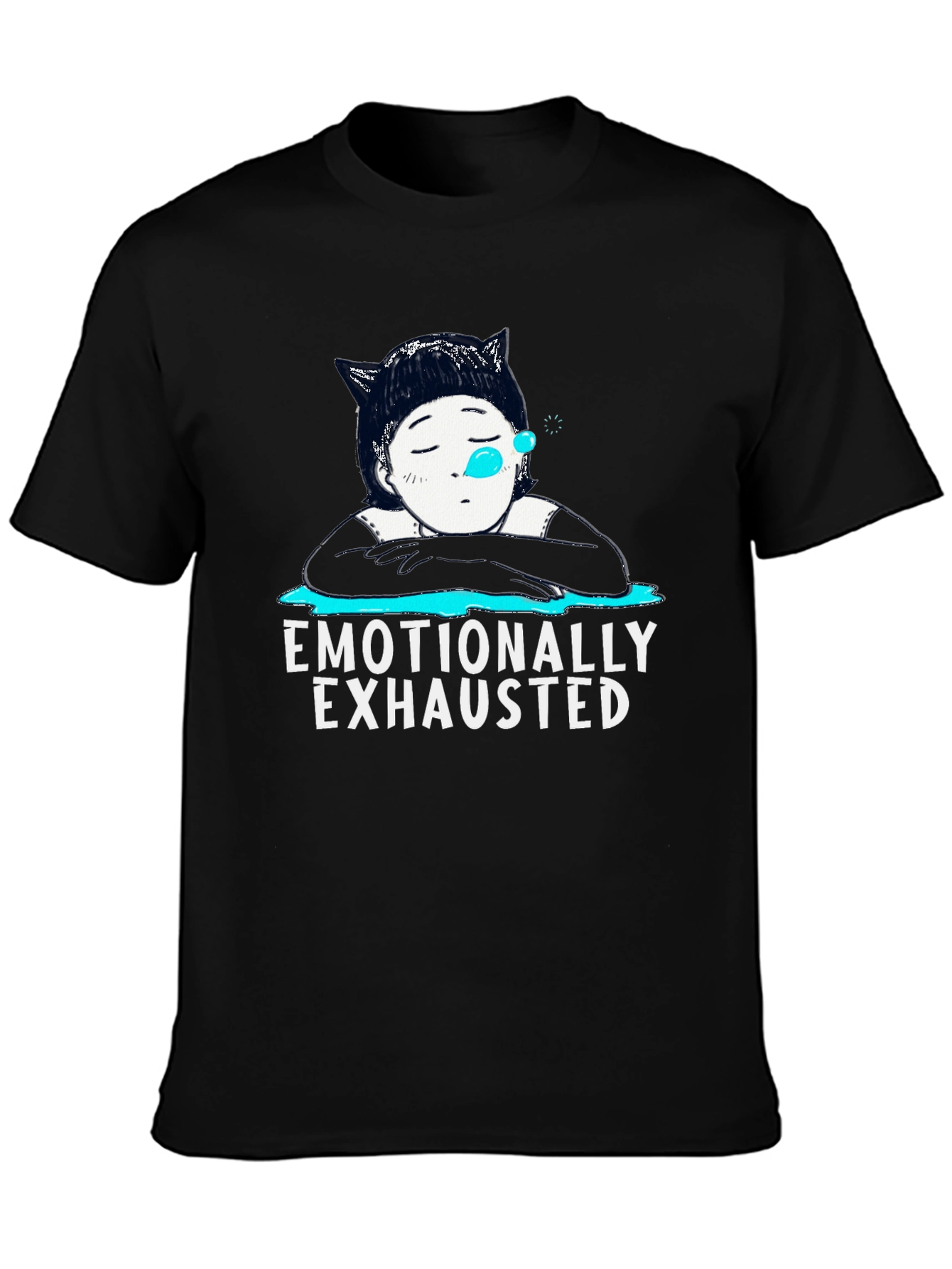 Black Emotionally Exhausted Graphic T-Shirt view 3