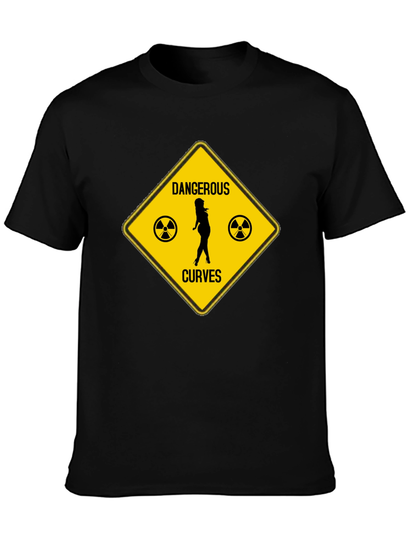 Black Dangerous Curves Graphic T-Shirt - Humor Novelty Tee view 3