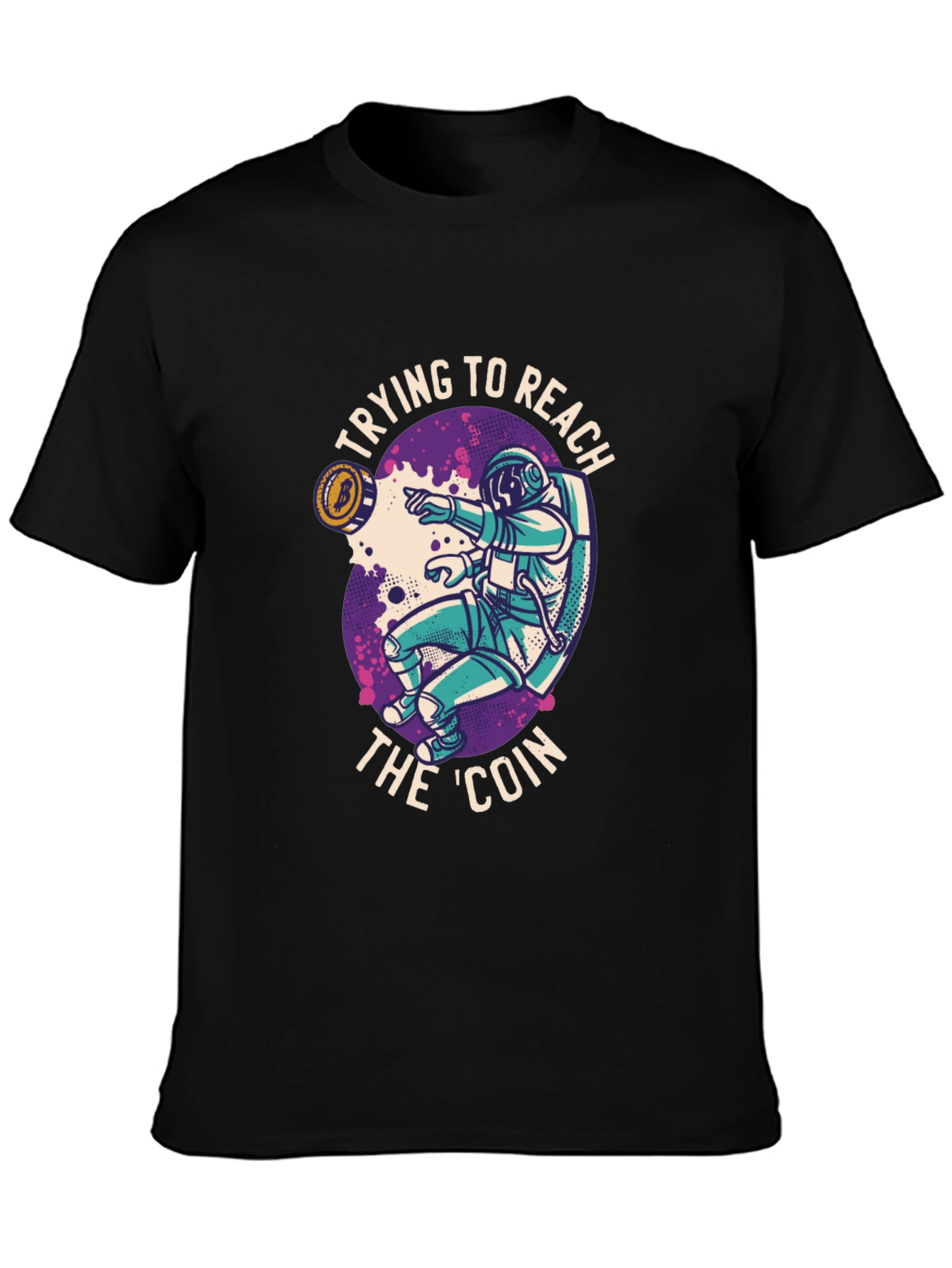 Black Reach the Coin T-Shirt - Crypto Astronaut view 3