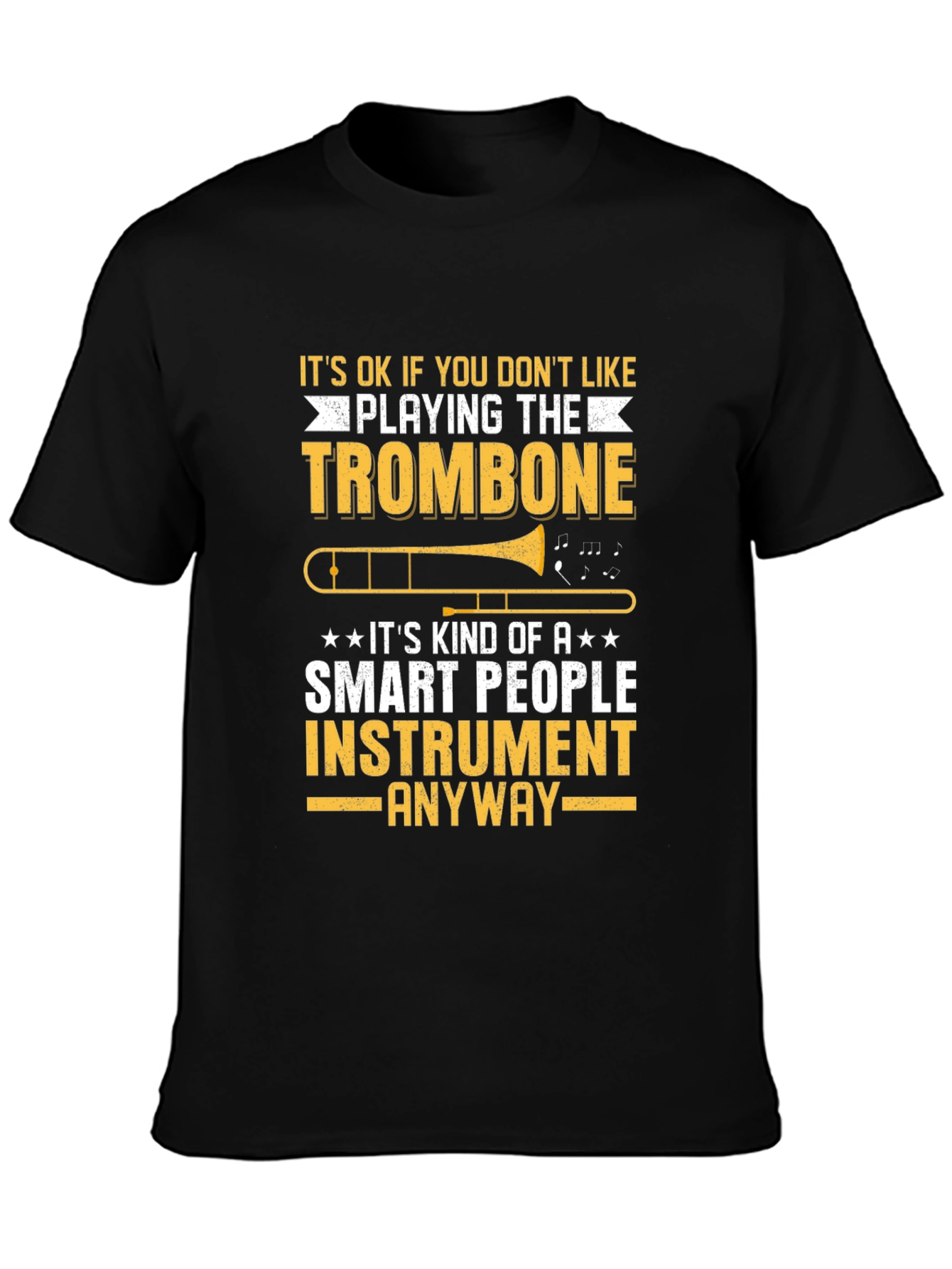 Black Funny Trombone Player T-Shirt - Smart People Instrument Tee view 3