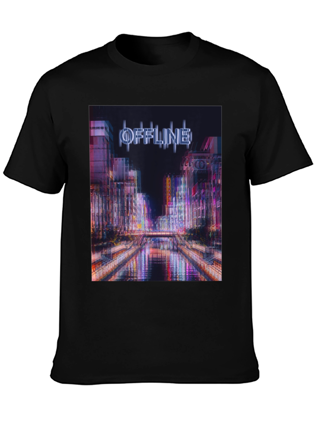 Black Offline Cityscape Graphic T-Shirt view 3