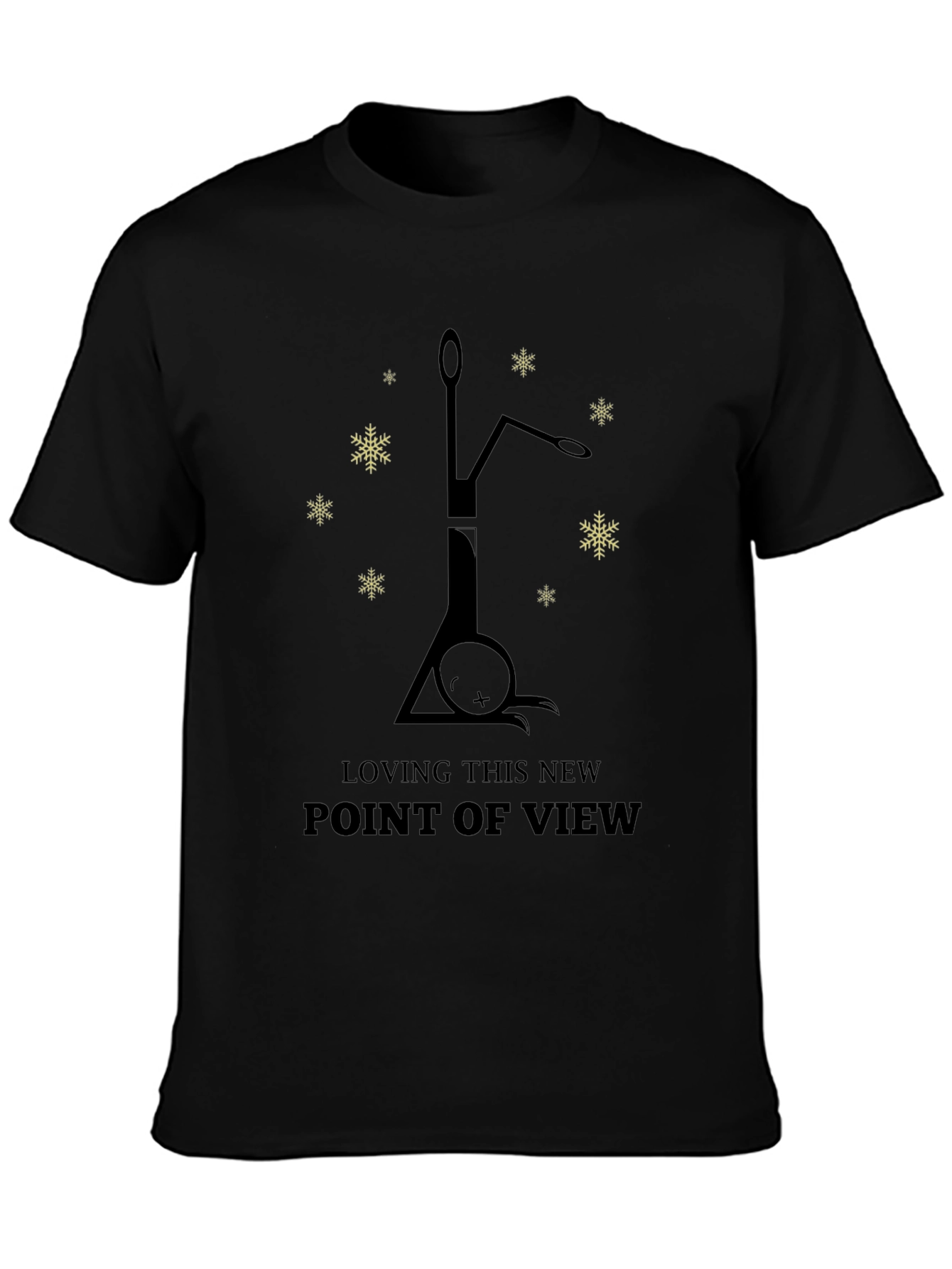 Black Upside Down Cat T-Shirt - New Point of View view 3
