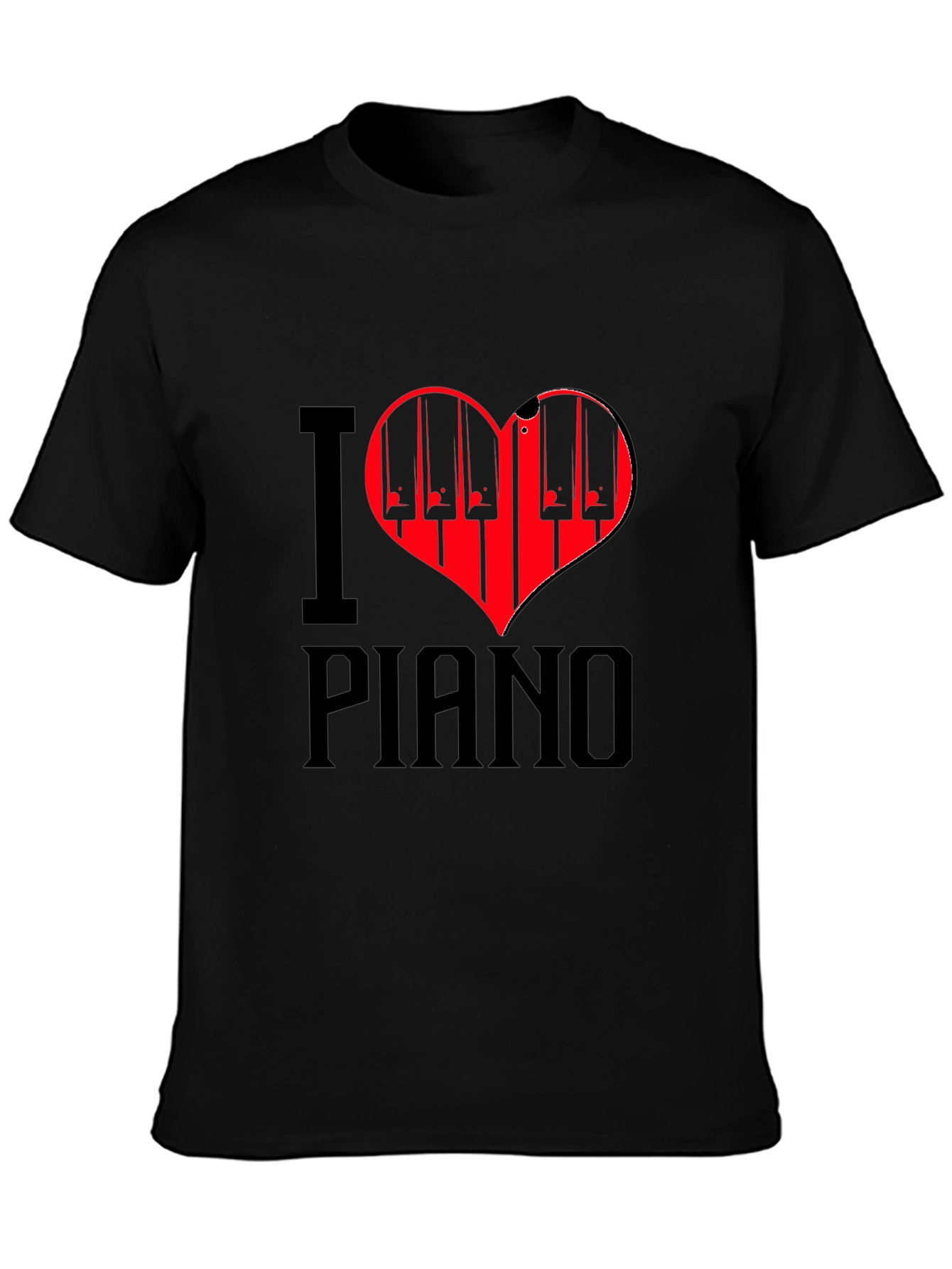 Black I Love Piano T-Shirt Black view 3