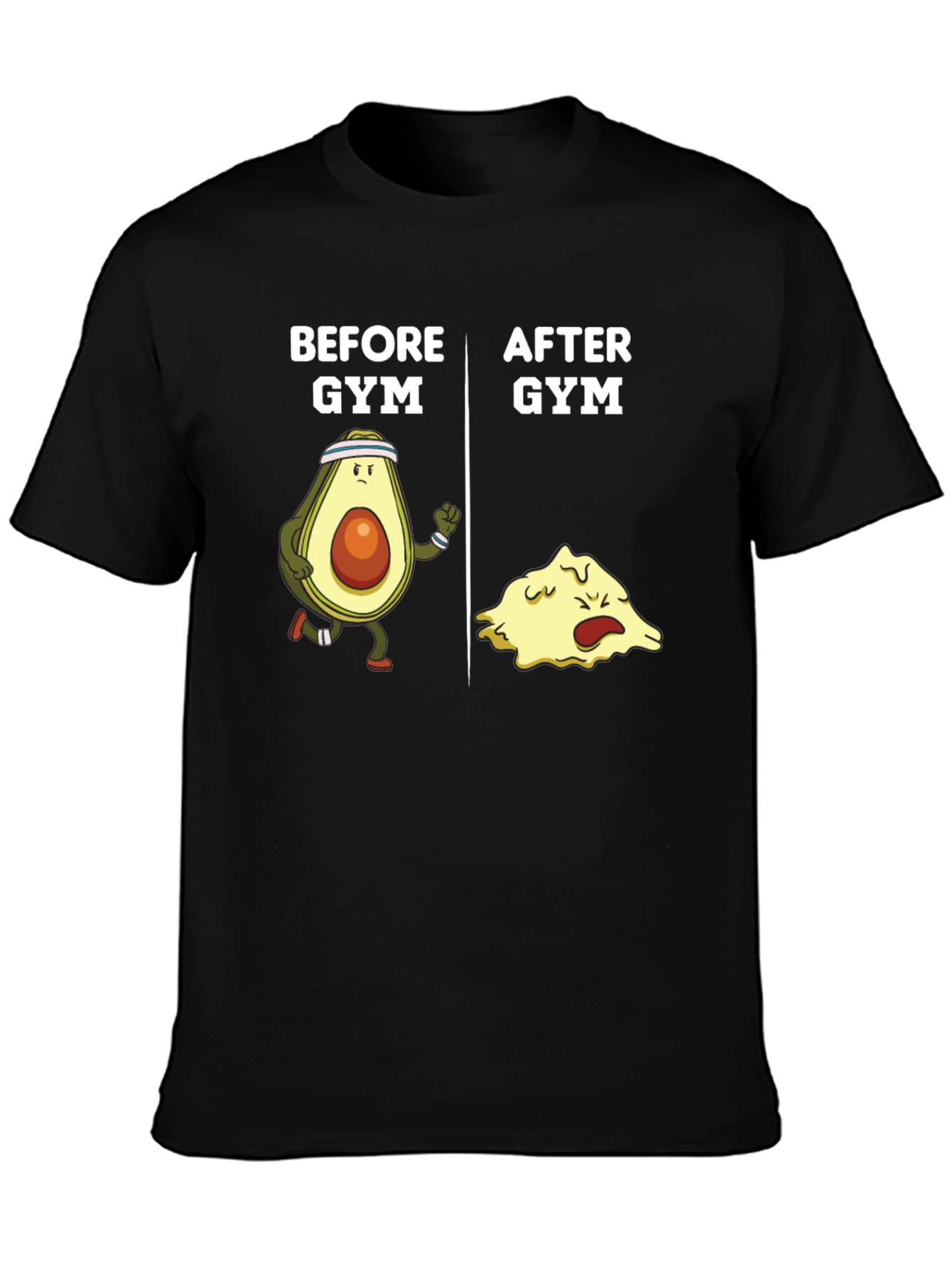 Black Funny Gym Avocado Black T-Shirt view 3