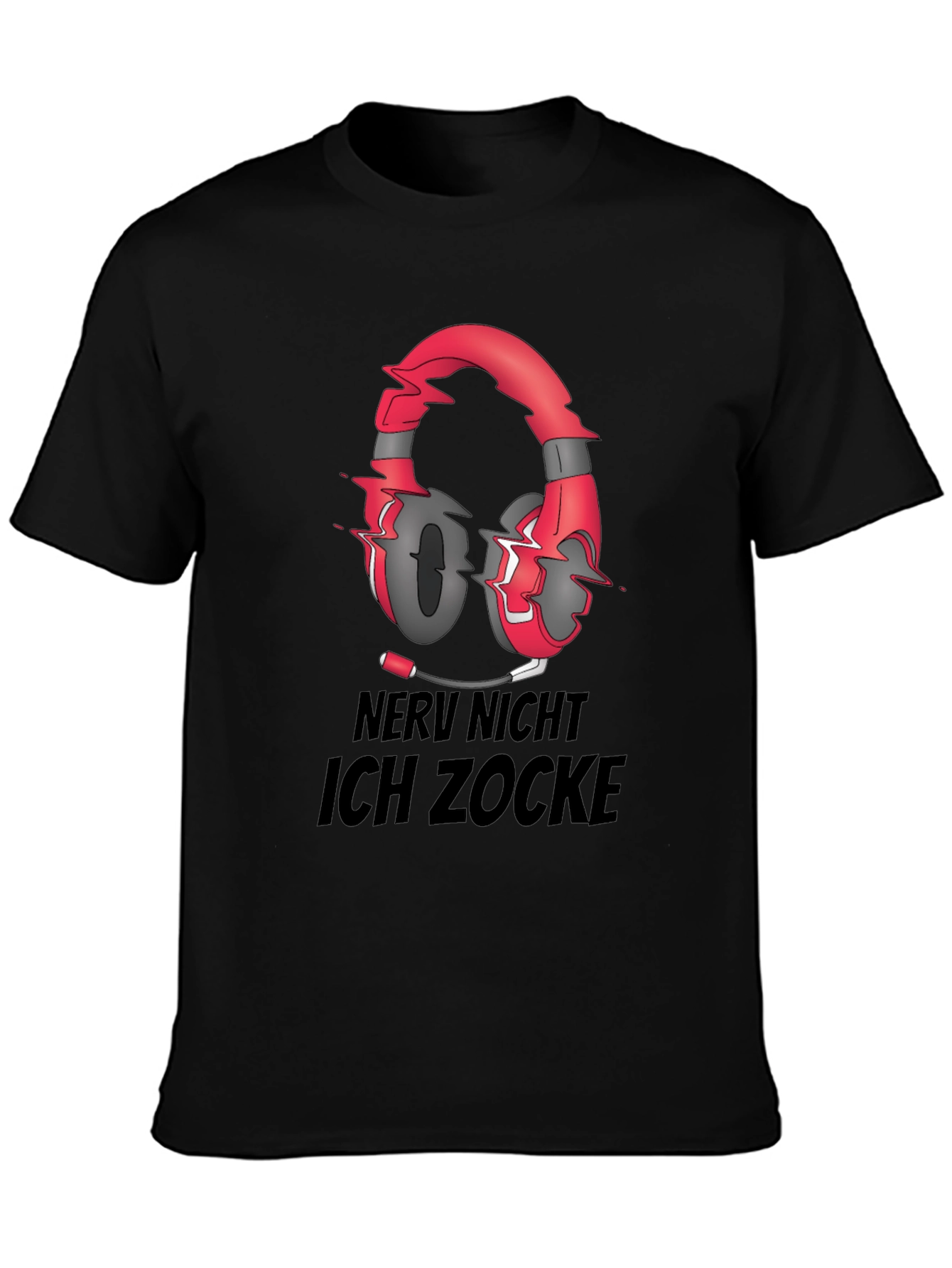 Black Nerv Nicht Ich Zocke T-Shirt Gaming Headset view 3