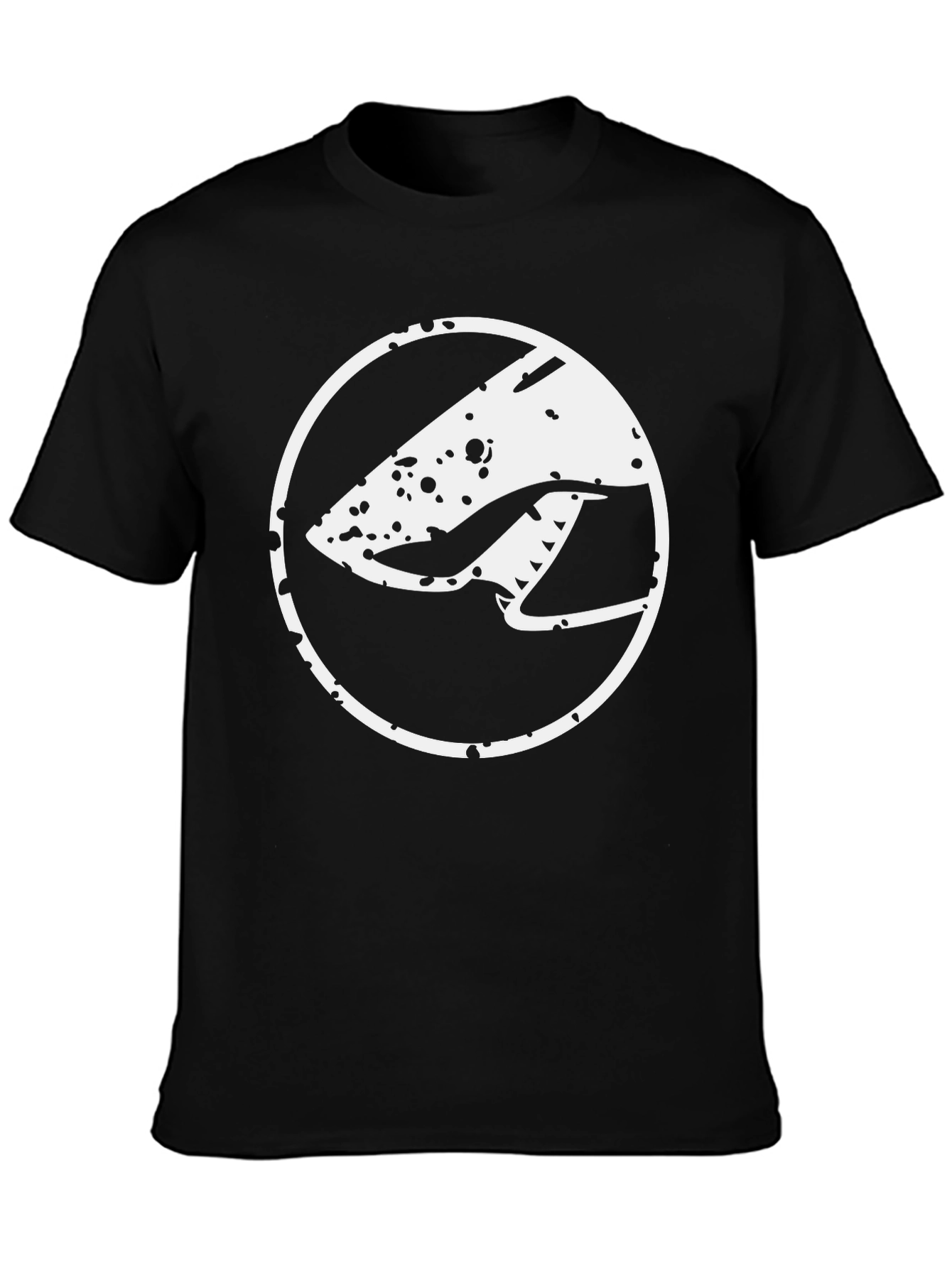 Black Abstract Graphic Tee - Modern Black Cotton T-Shirt view 3