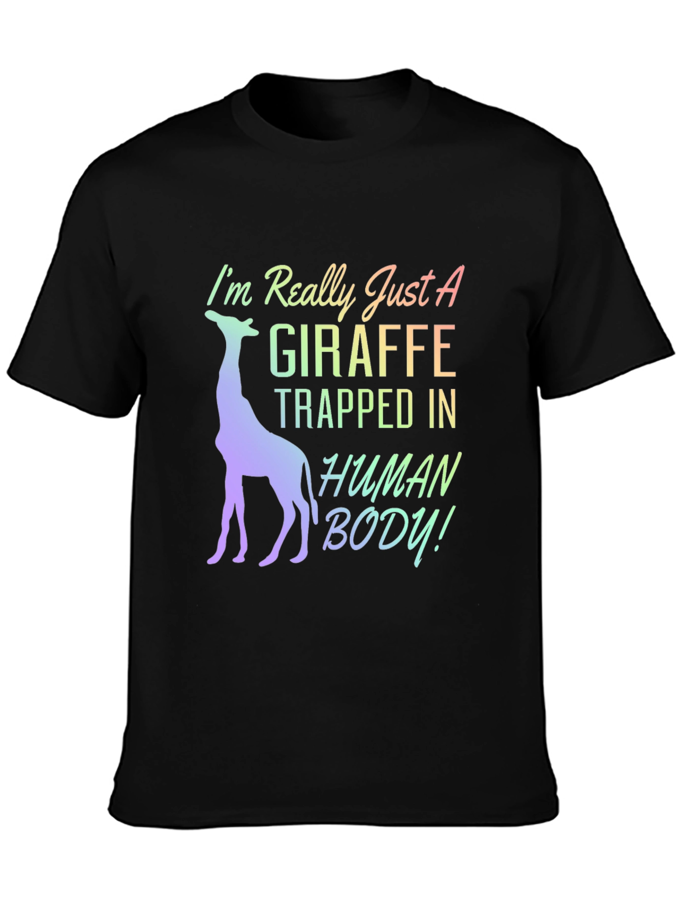 Black Giraffe Trapped In Human Body T-Shirt view 3