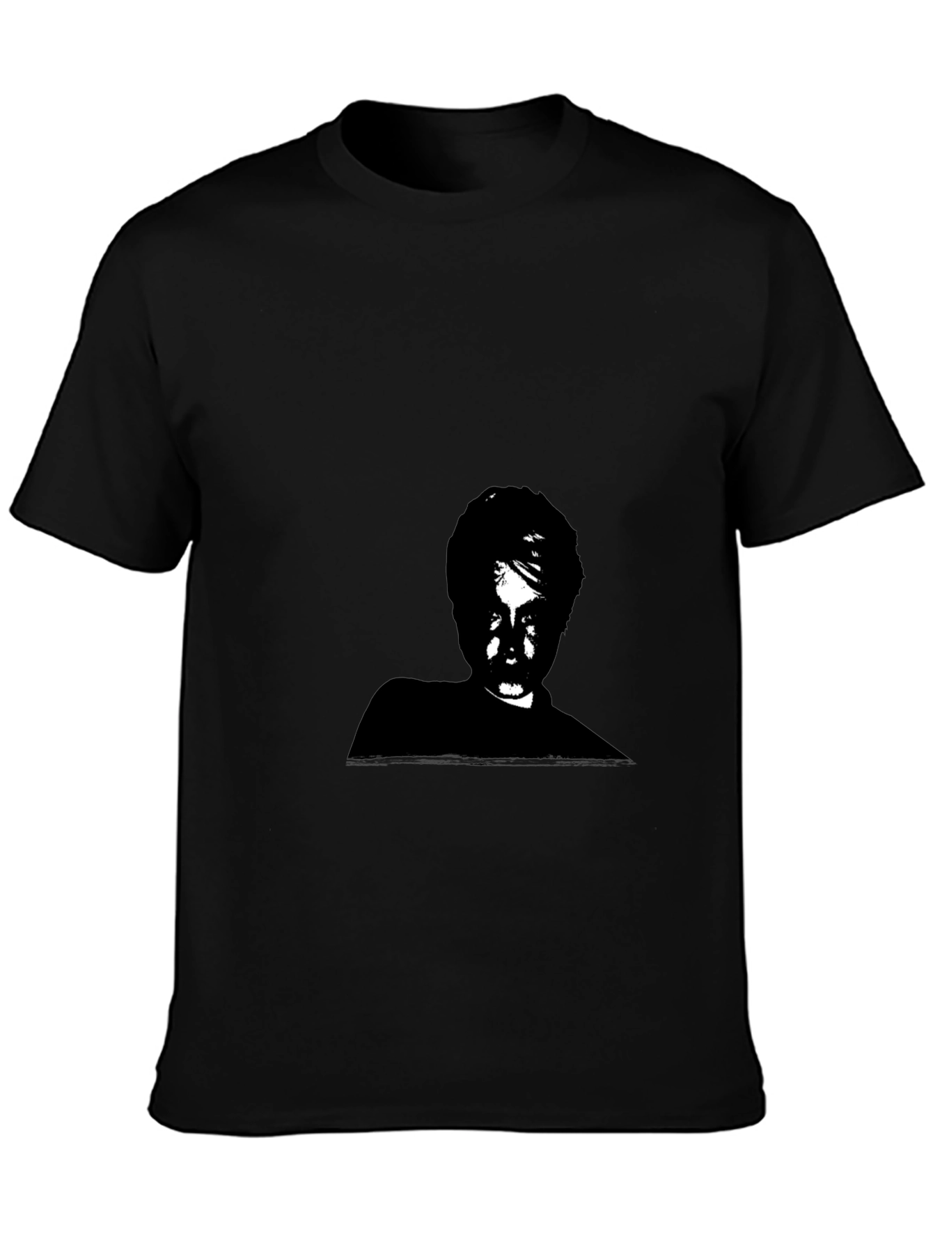 Black Monochrome Portrait Graphic Tee - Soft Cotton Blend view 3