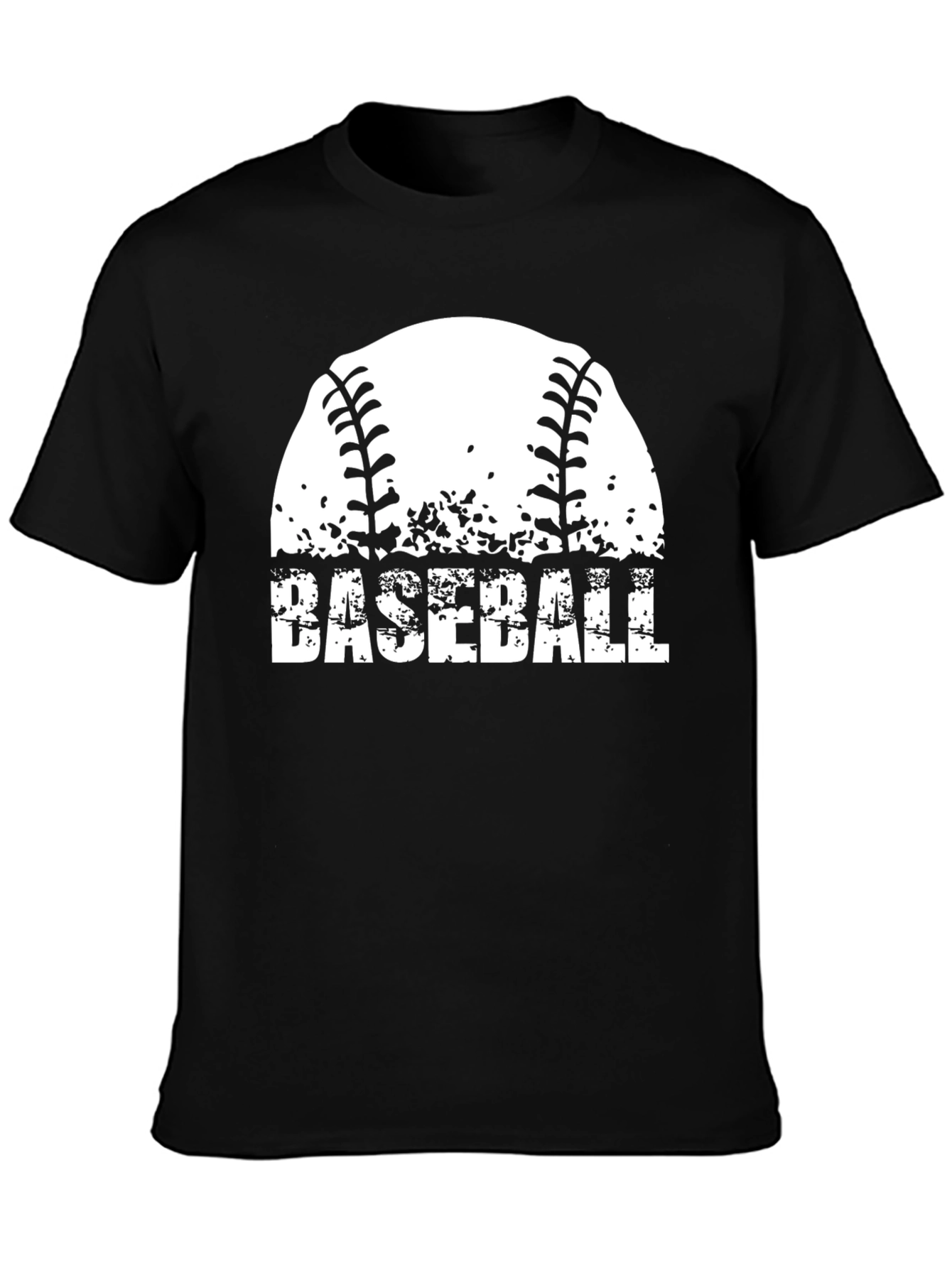 Black Baseball Graphic T-Shirt - Distressed Design view 3