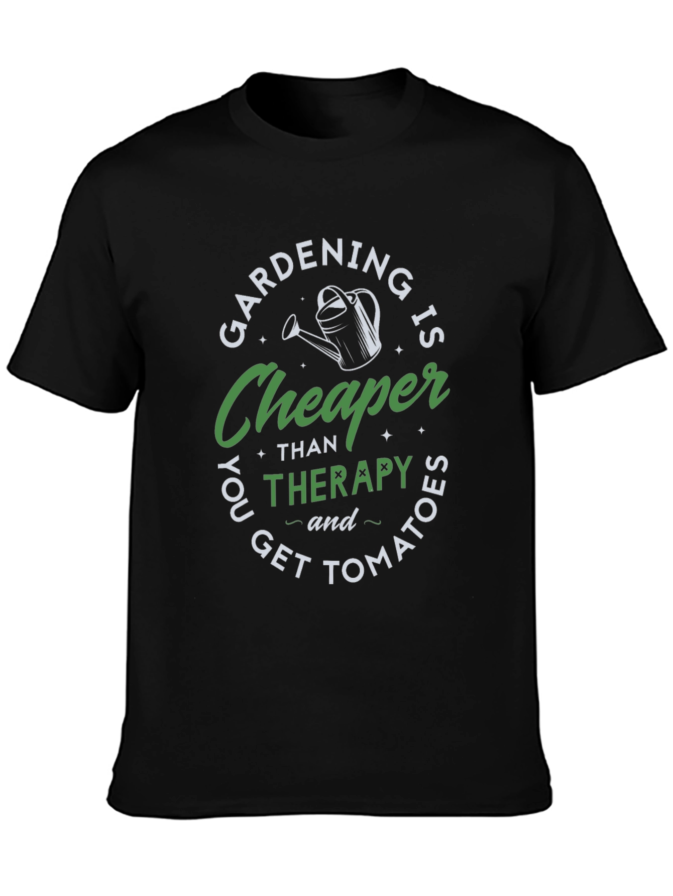 Black Gardening is Cheaper Therapy T-Shirt view 3