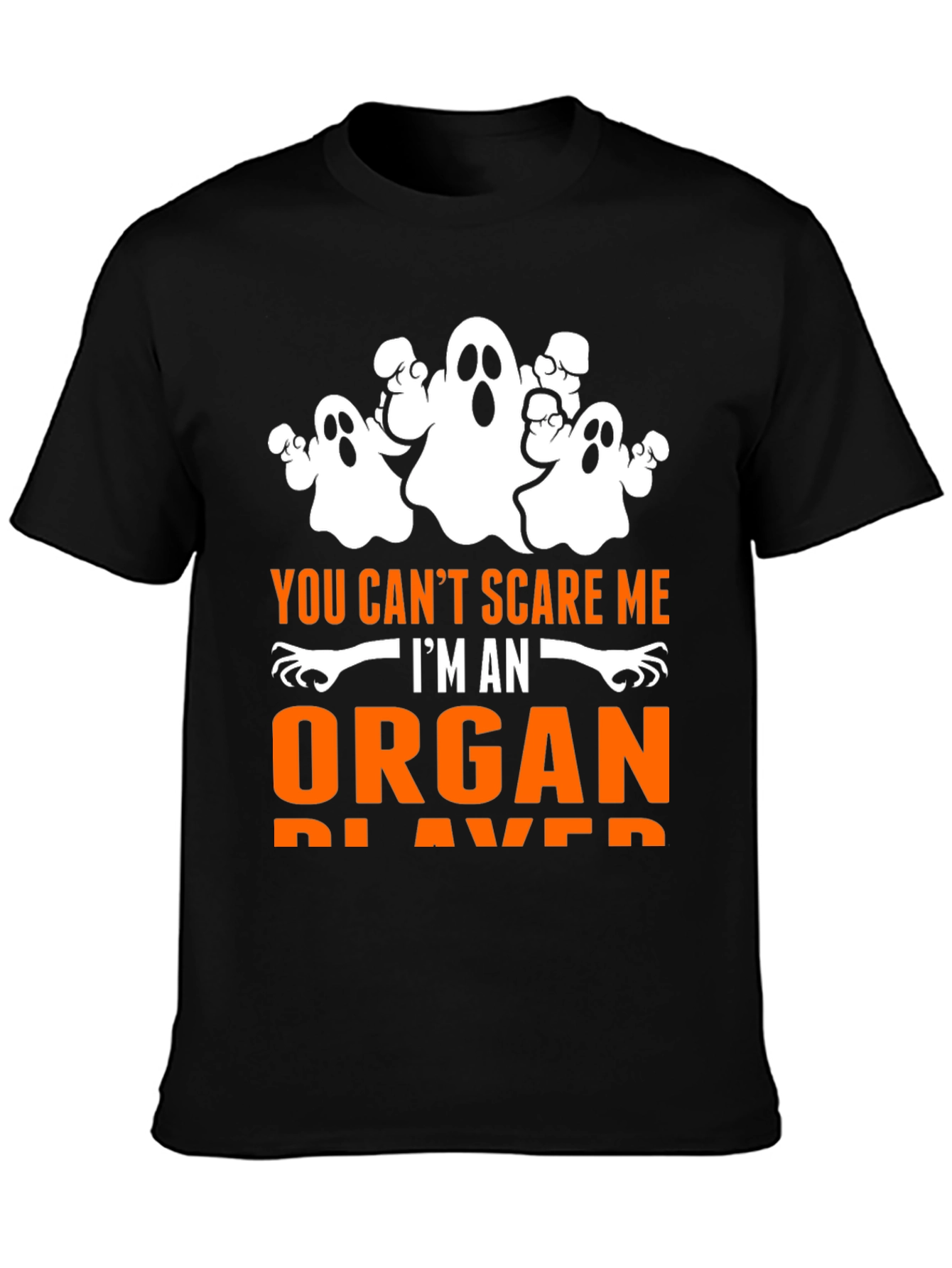 Black Funny Organ Player Halloween T-Shirt  view 3