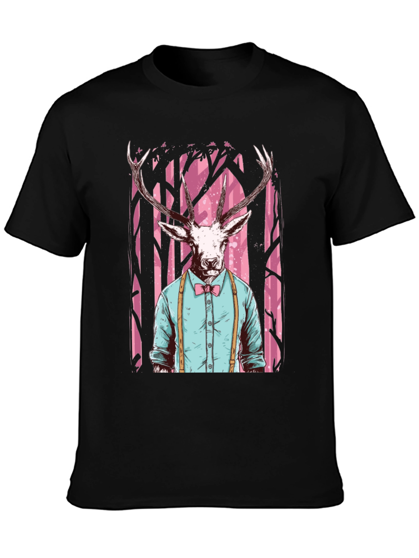 Black Deer Head Graphic Tee - Unique Animal Print Shirt view 3