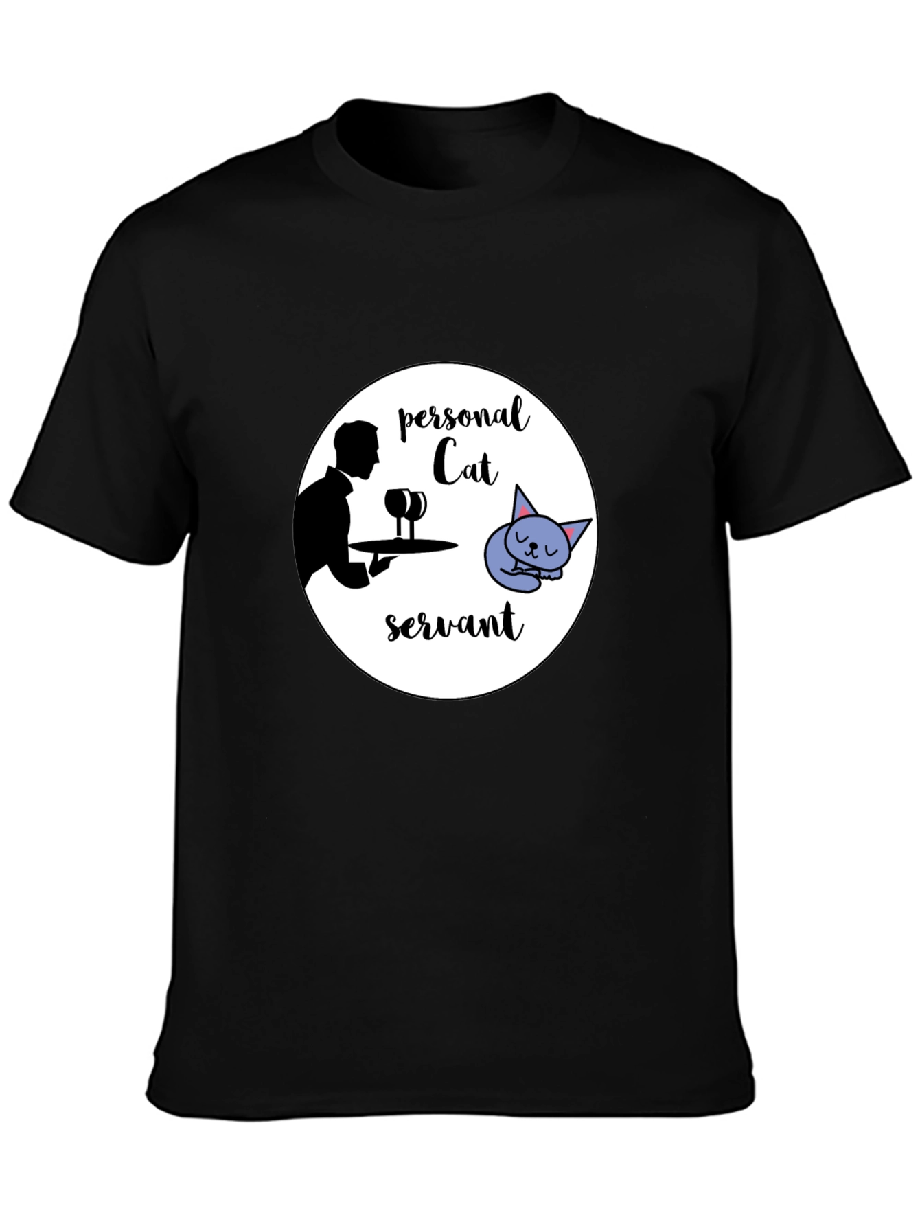 Black Personal Cat Servant Graphic Tee view 3