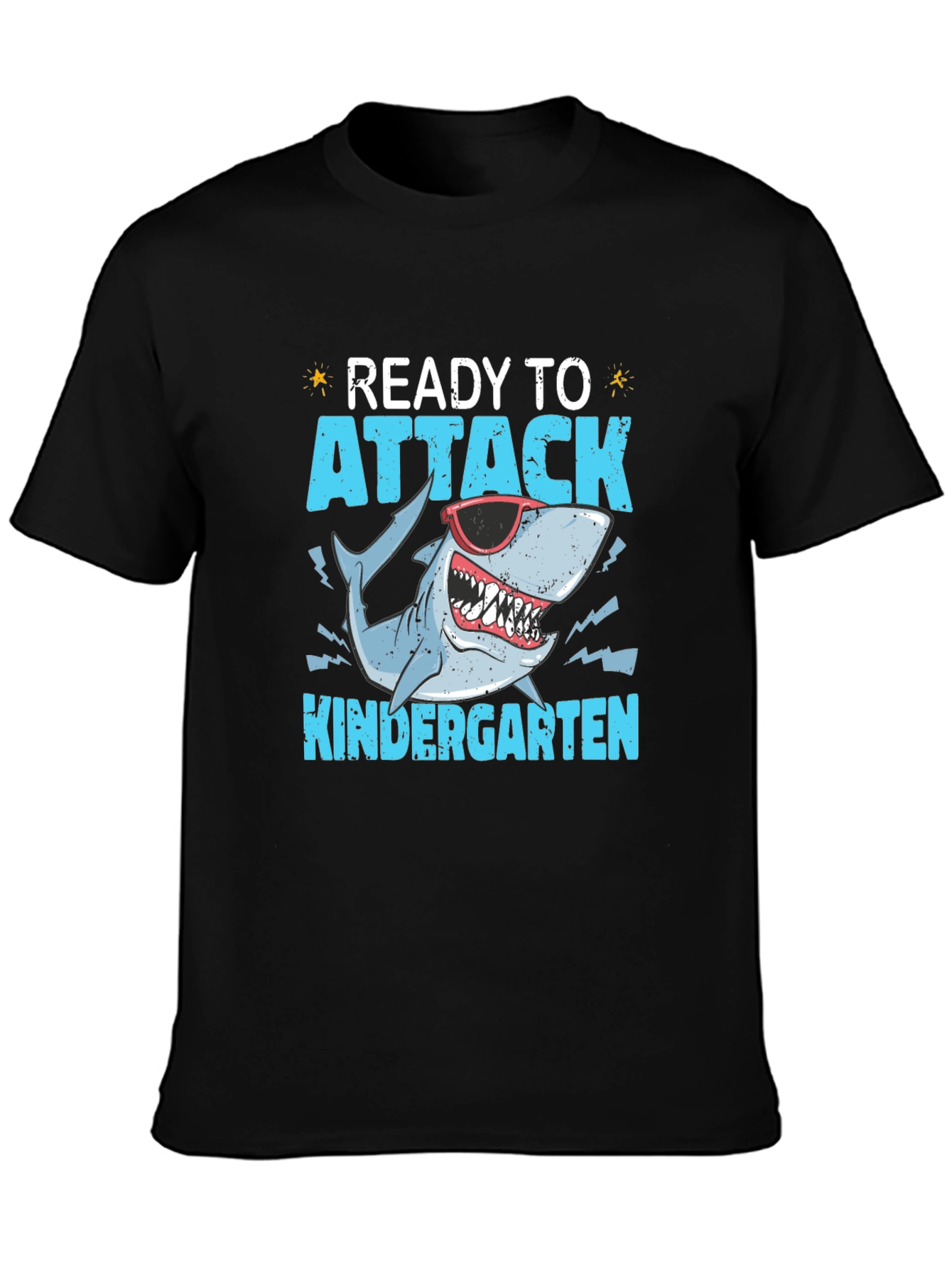 Black Ready to Attack Kindergarten Shark T-Shirt view 3