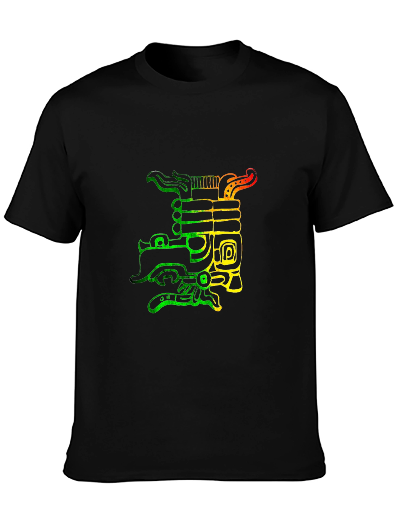 Black Rasta Aztec Dragon Graphic T-Shirt view 3