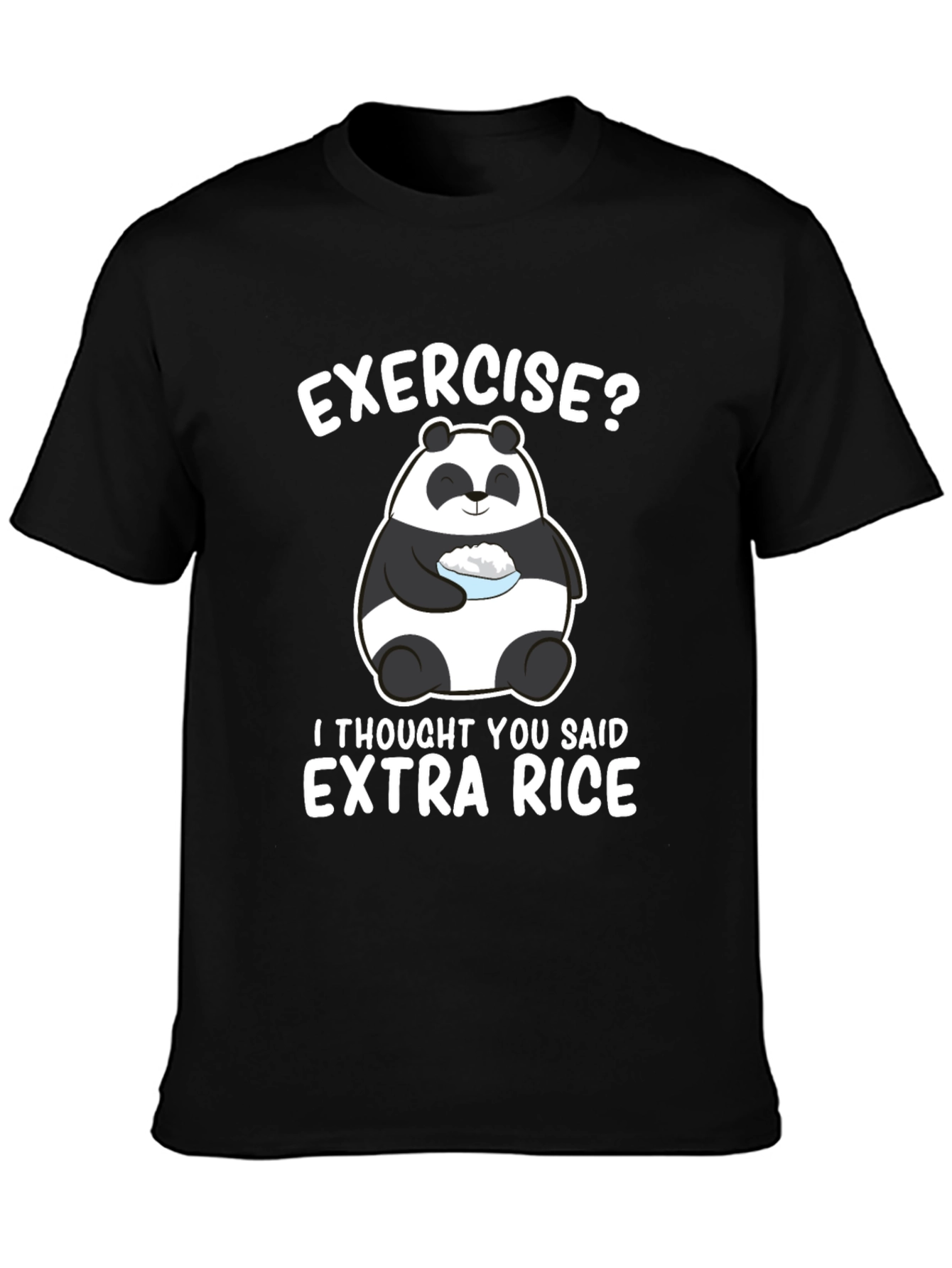 Black Funny Panda Extra Rice Black T-Shirt view 3