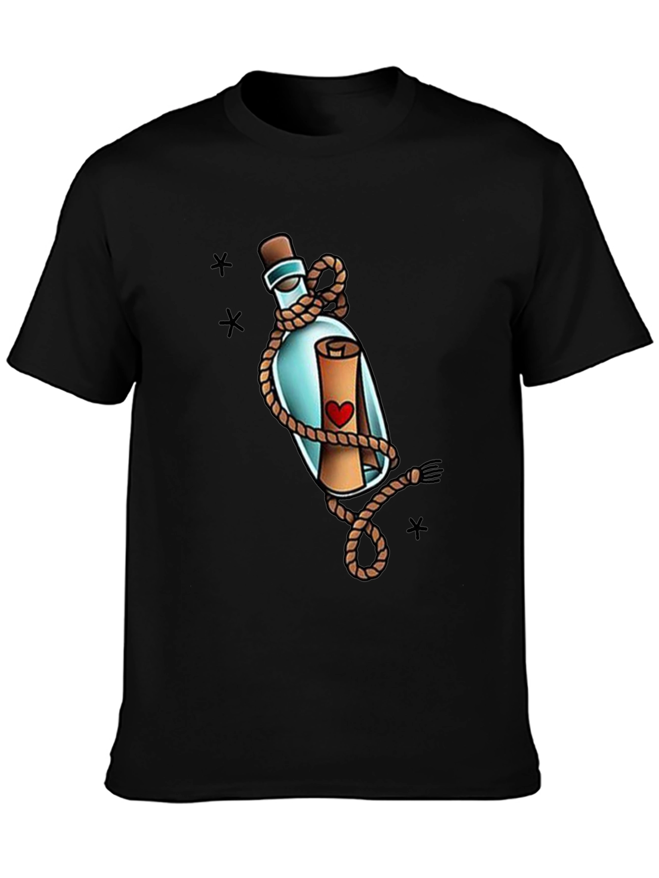 Black Message in a Bottle Graphic Tee view 3