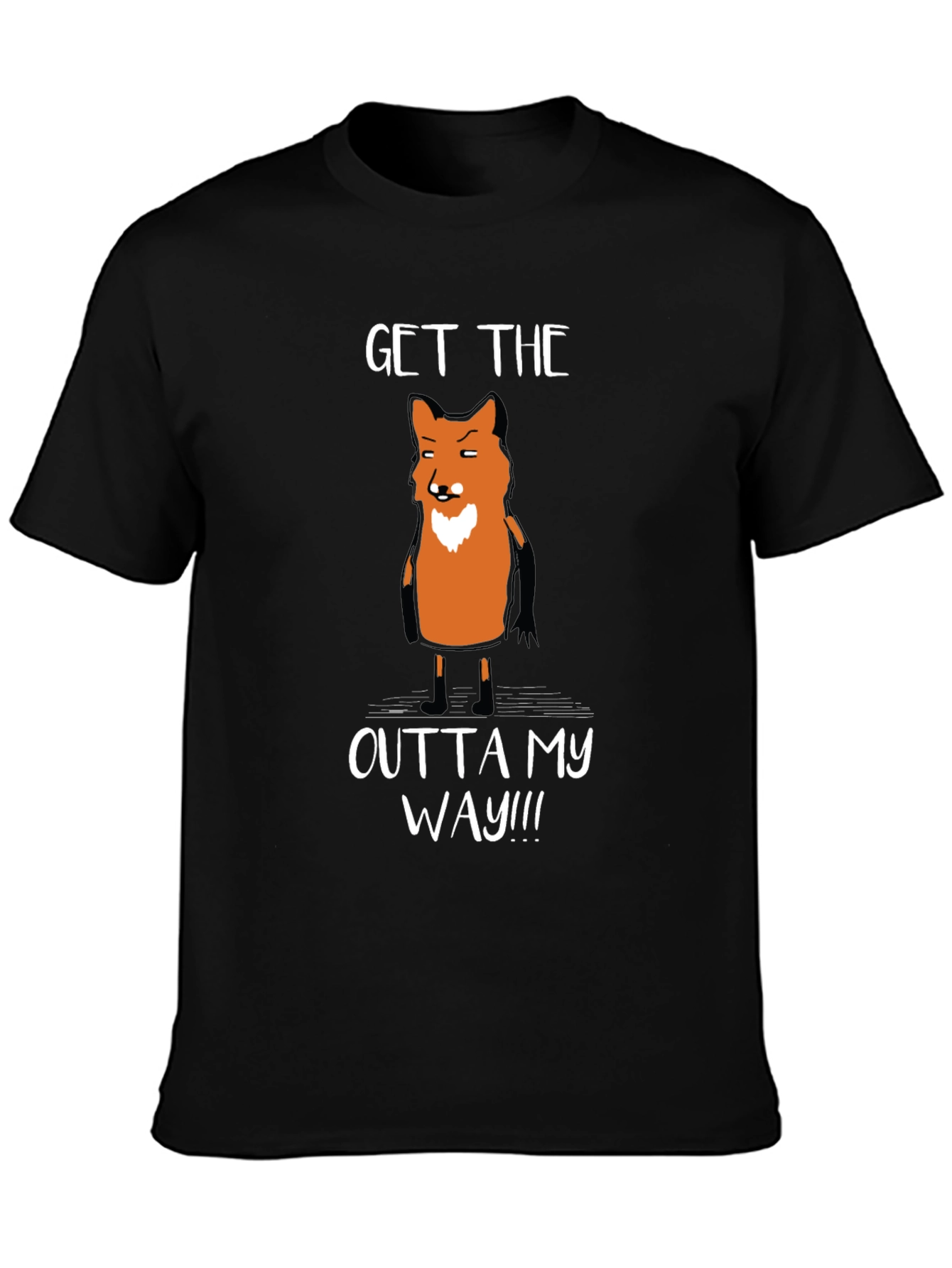 Black Funny Fox Graphic T-Shirt - Get Outta My Way! view 3