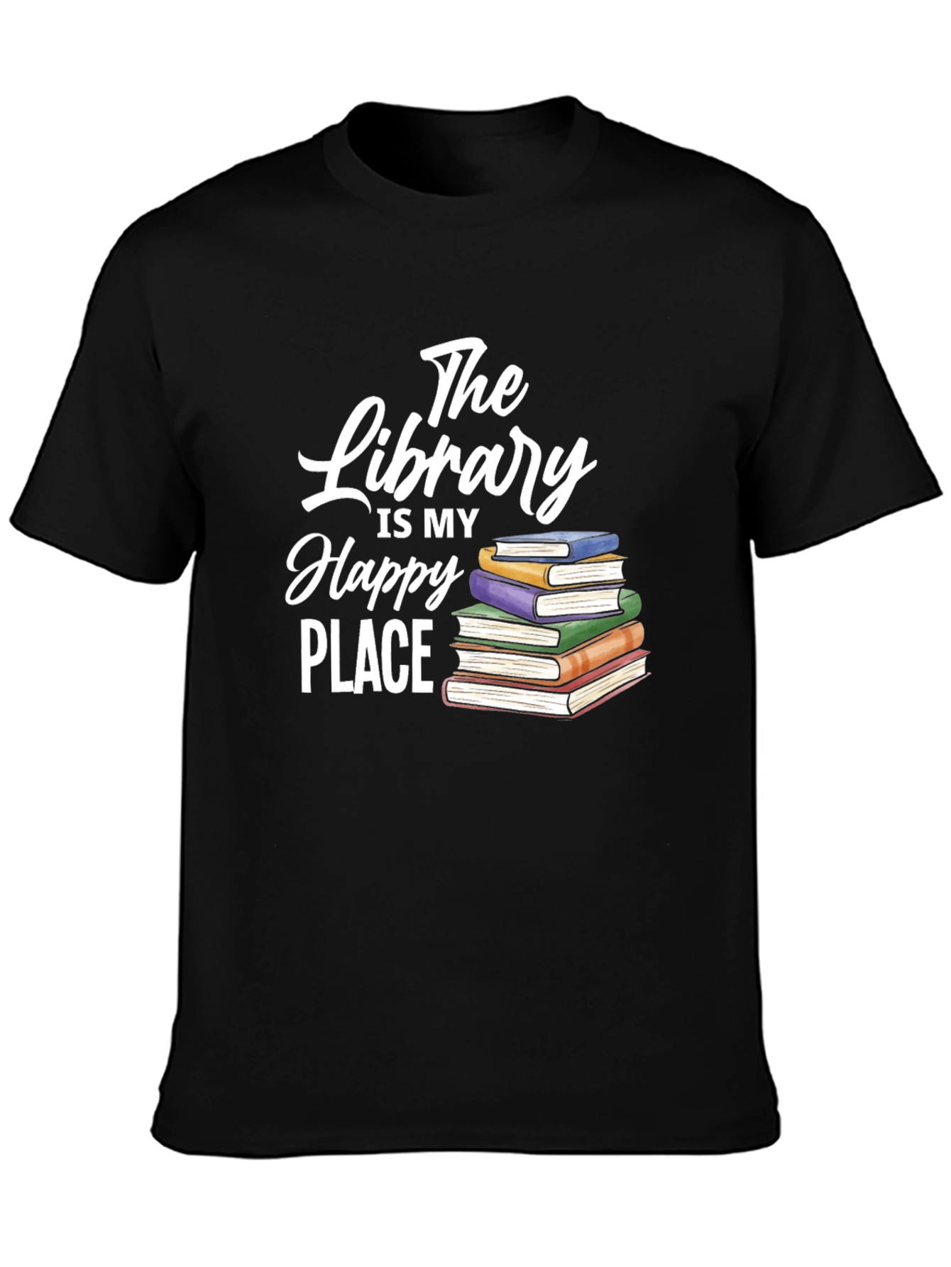 Black Library Is My Happy Place T-Shirt view 3