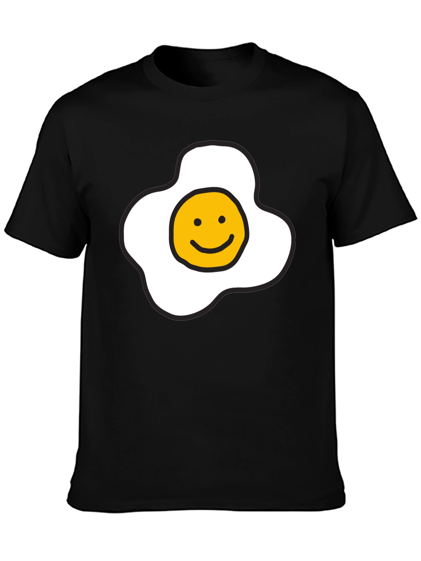 Black Sunny Side Up Smiley Face T-Shirt - Black view 3