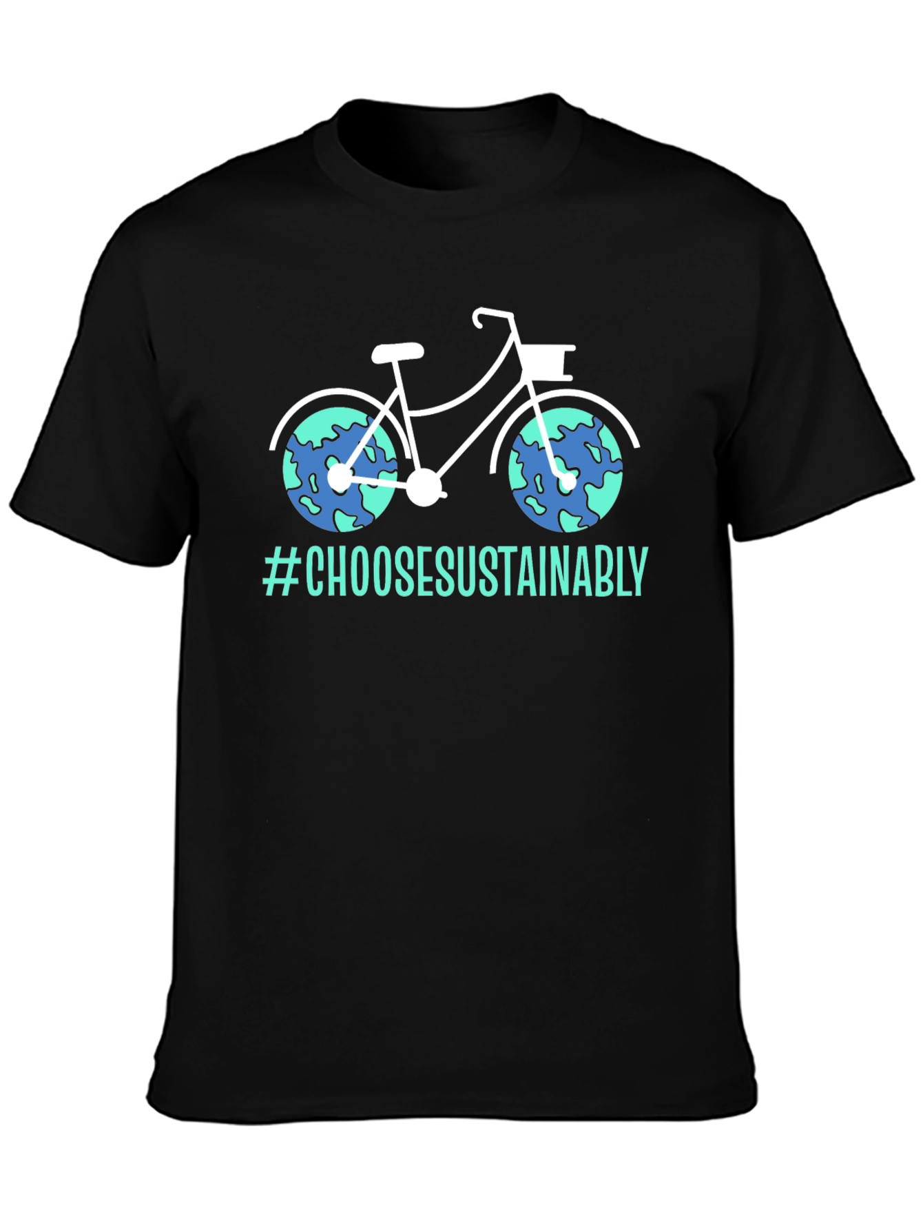 Black Eco-Friendly Bicycle T-Shirt view 3