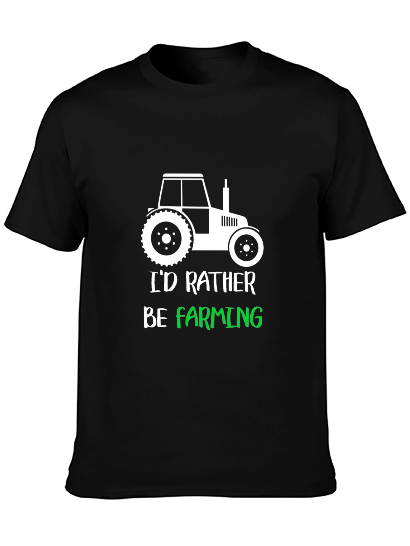 Black Farming T-Shirt: "I'd Rather Be Farming" Tee view 3
