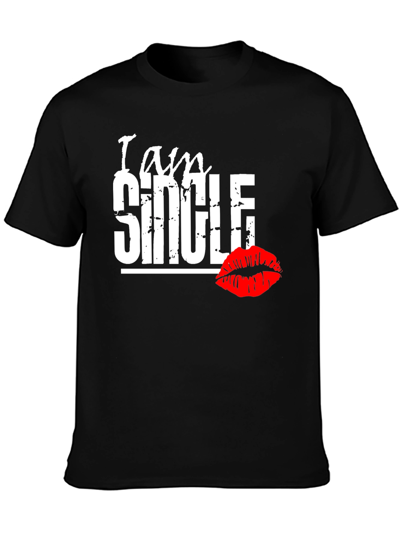 Black I am Single Men's Graphic T-Shirt - Black view 3
