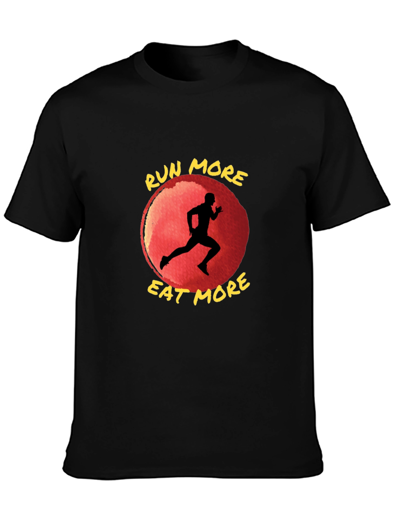 Black Run More Eat More T-Shirt: Motivational Fitness Tee view 3