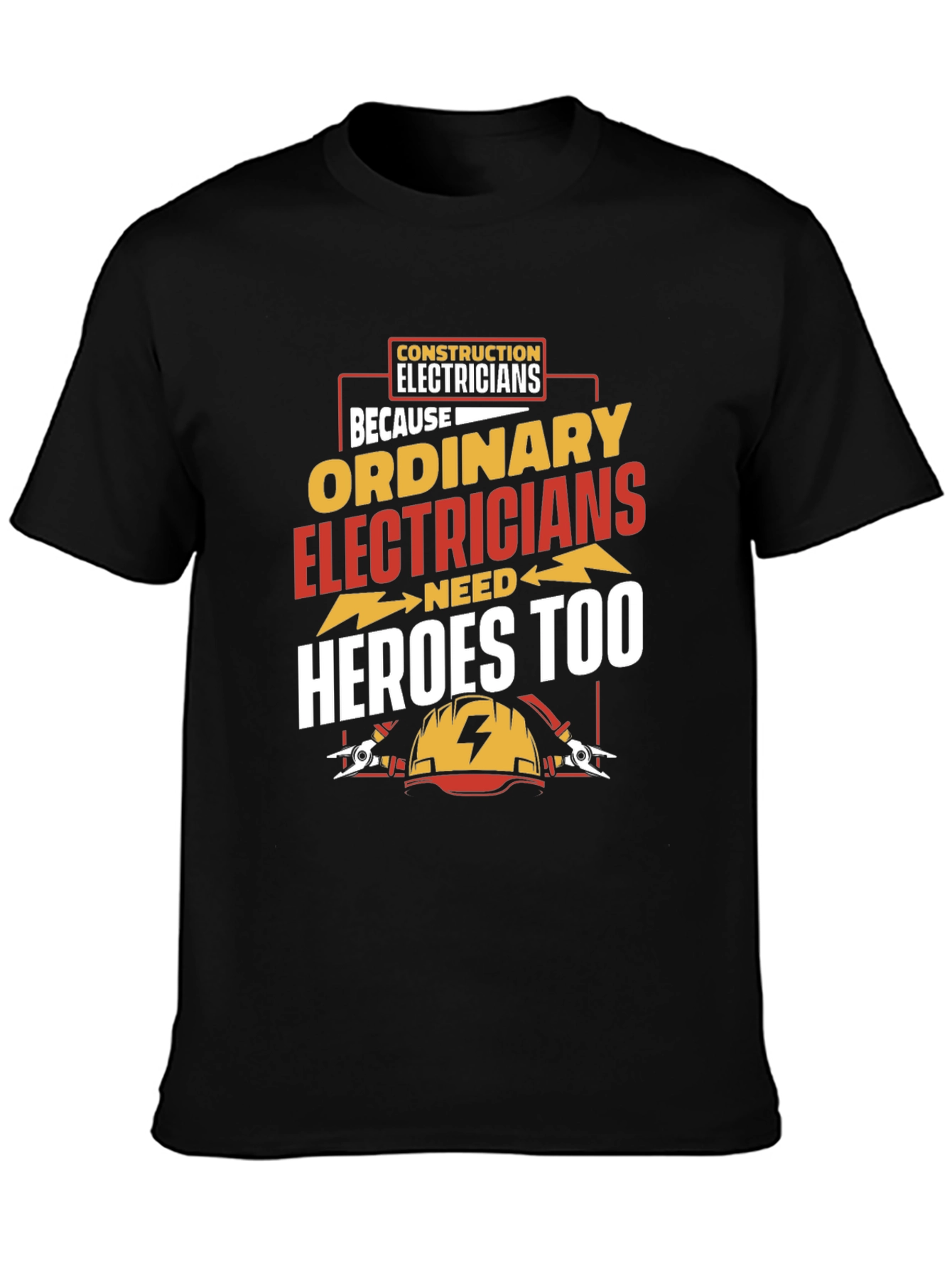 Black Electrician Hero T-Shirt - Construction Electricians Tee view 3