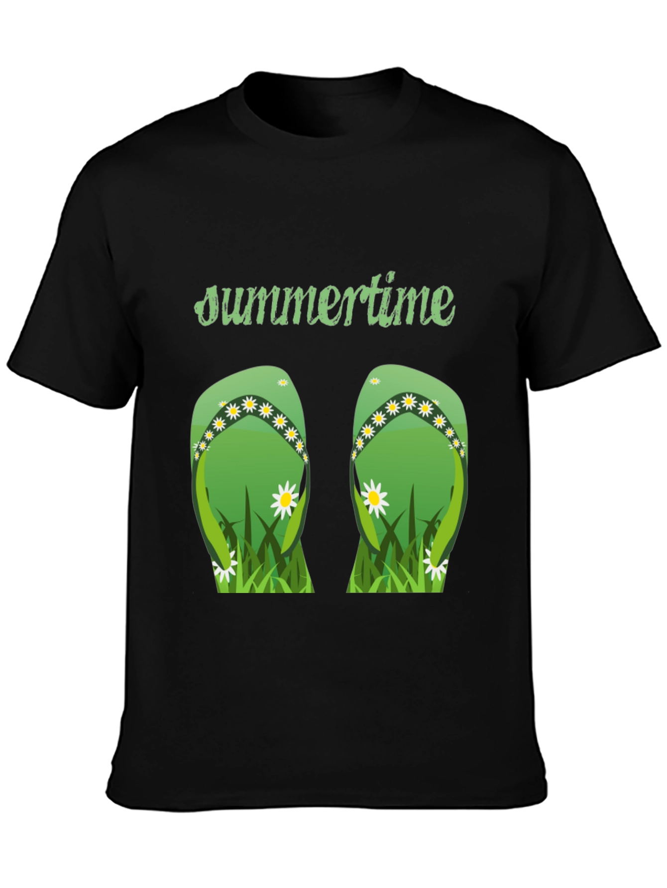 Black Summertime Flip Flop Graphic Tee view 3