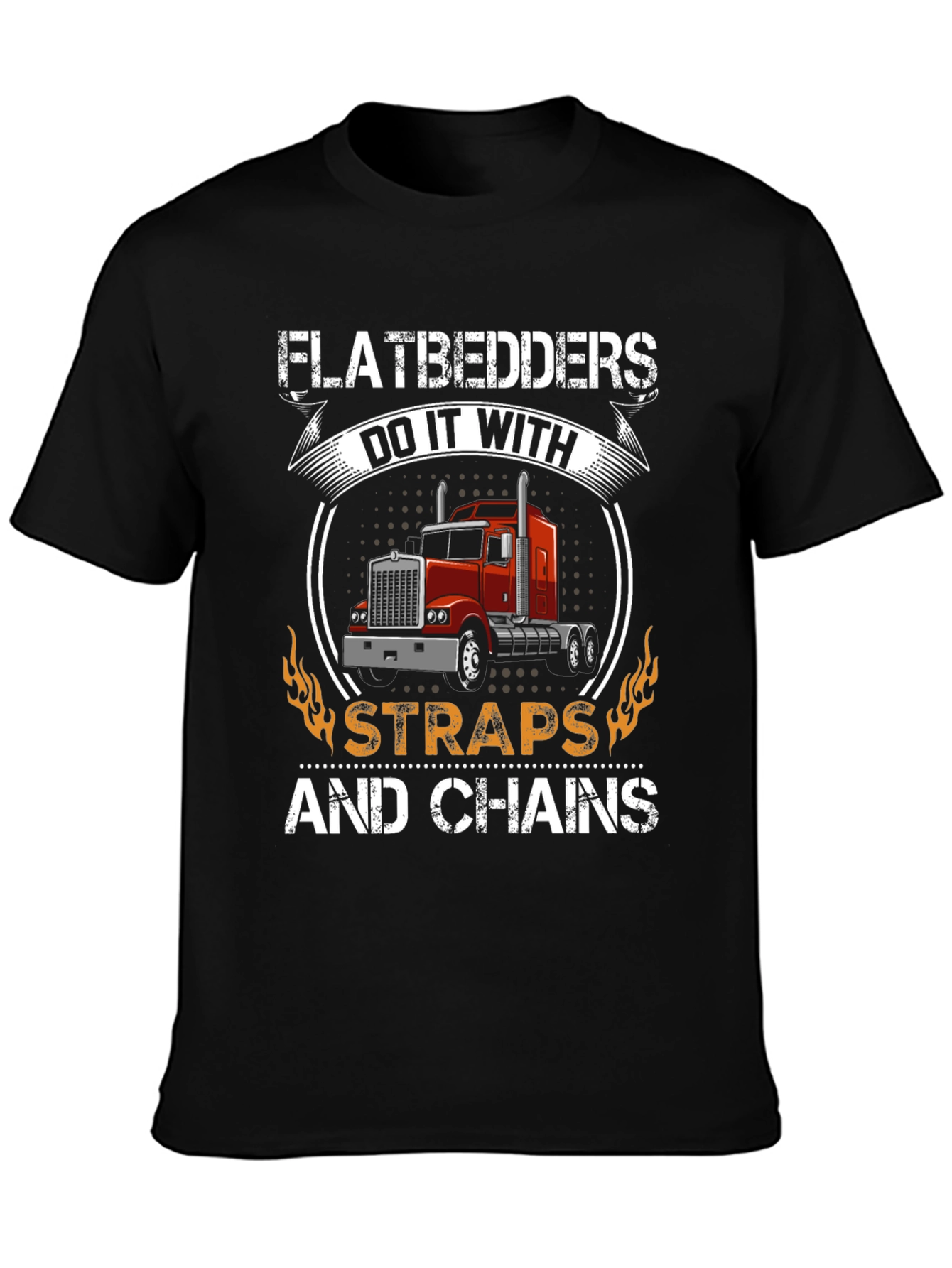Black Flatbedders Straps & Chains T-Shirt - Trucker Tee view 3